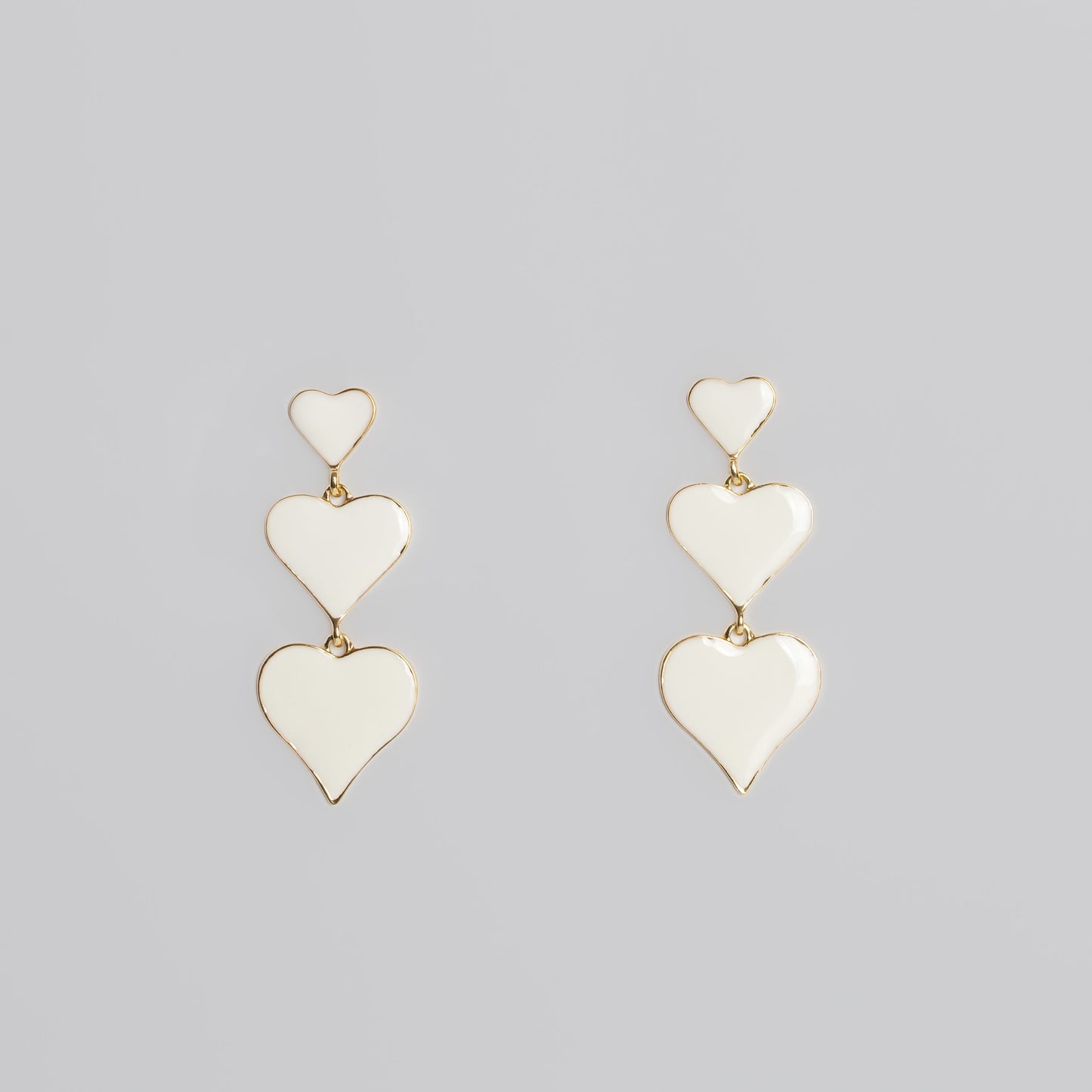 Cercei glossy hearts mix  - Alb