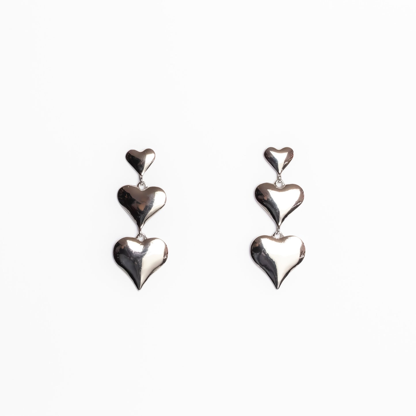 Cercei glossy hearts mix  - Argintiu