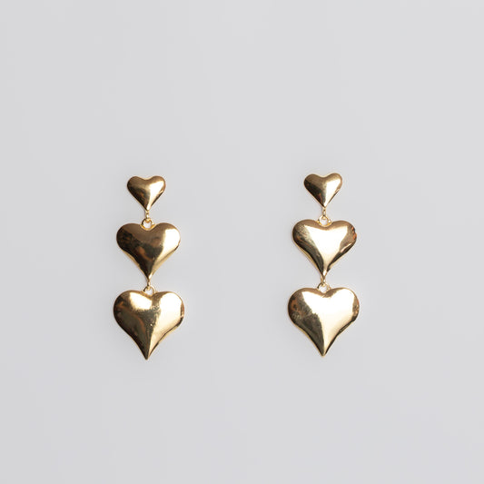 Cercei glossy hearts mix  - Auriu