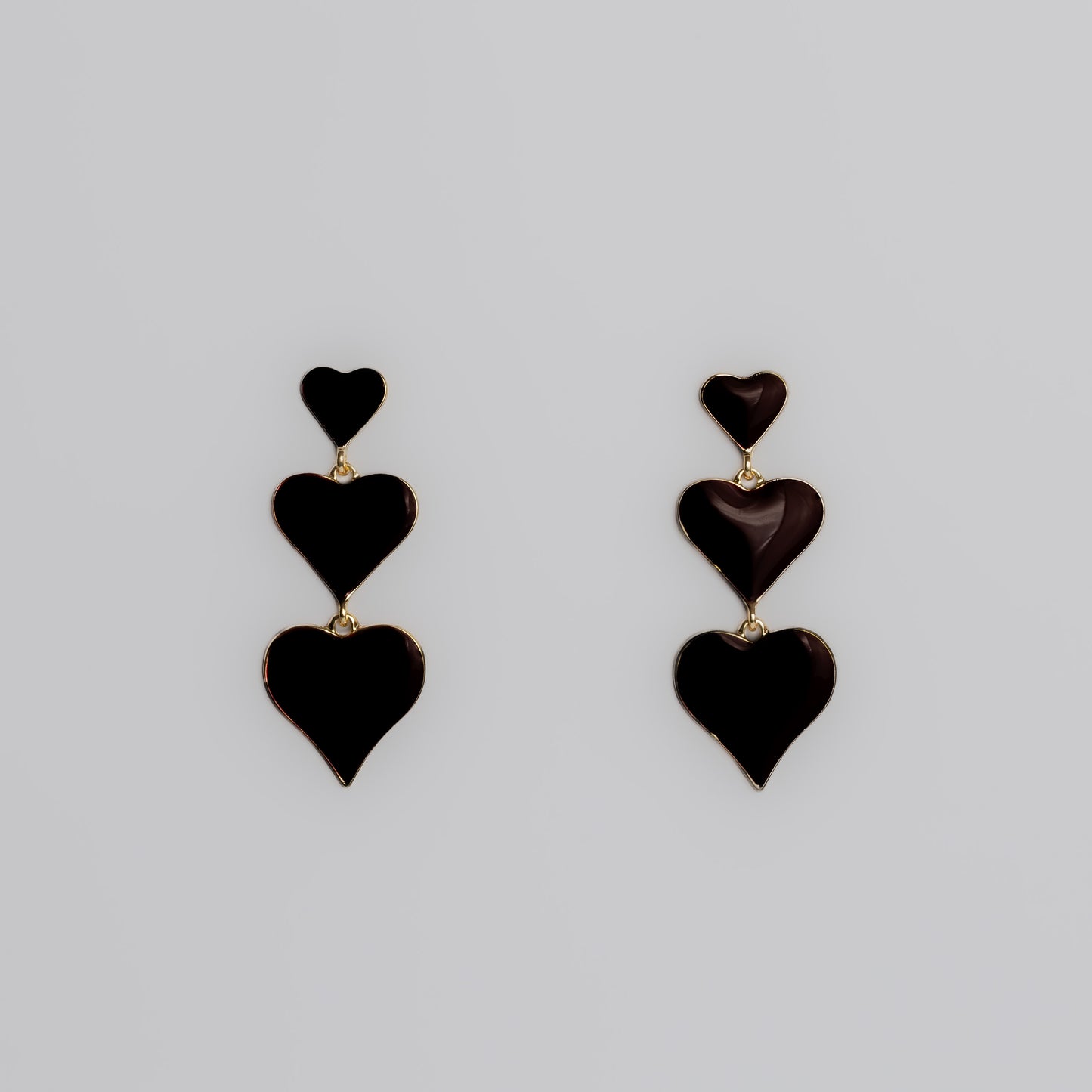 Cercei glossy hearts mix  - Negru