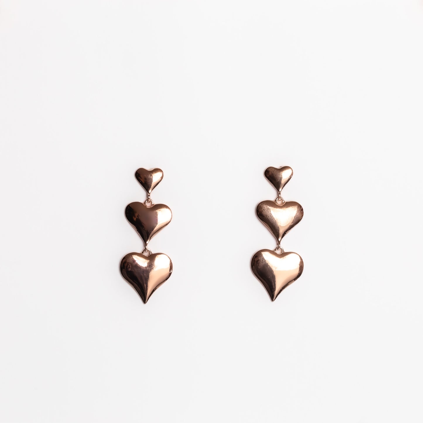 Cercei glossy hearts mix  - Rose Gold