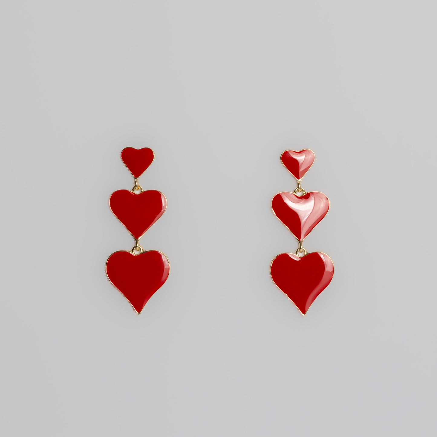 Cercei glossy hearts mix  - Roșu