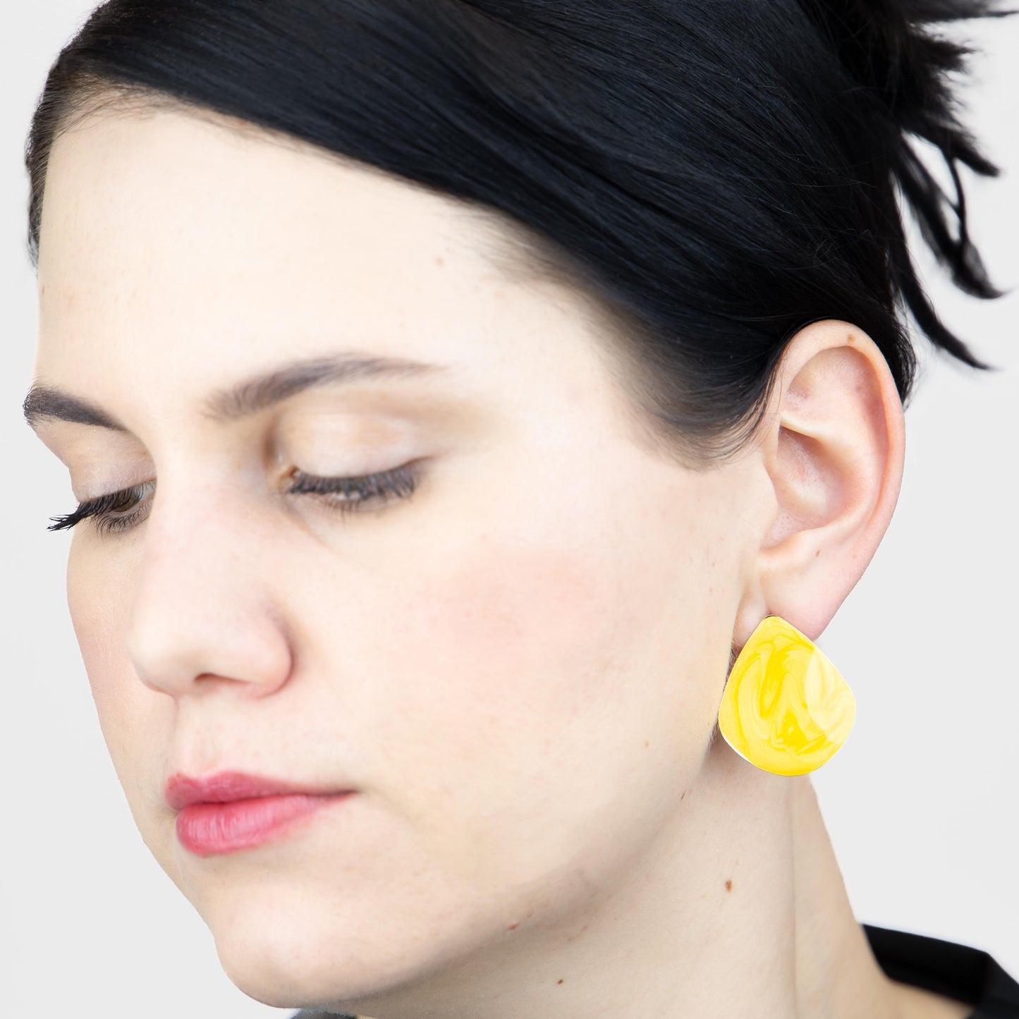 Cercei glossy romb și petale, set 2 - Galben