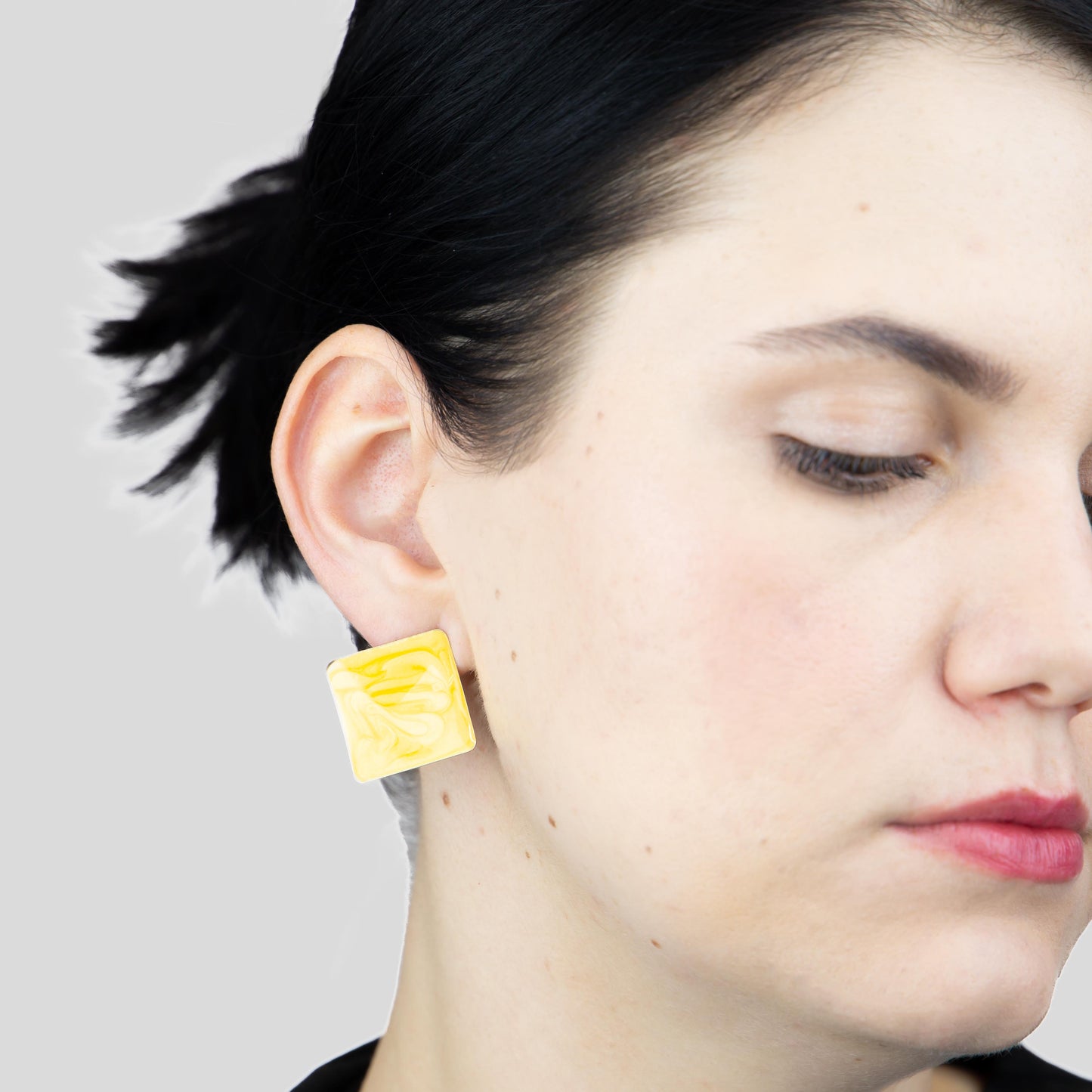 Cercei glossy romb și petale, set 2 - Galben