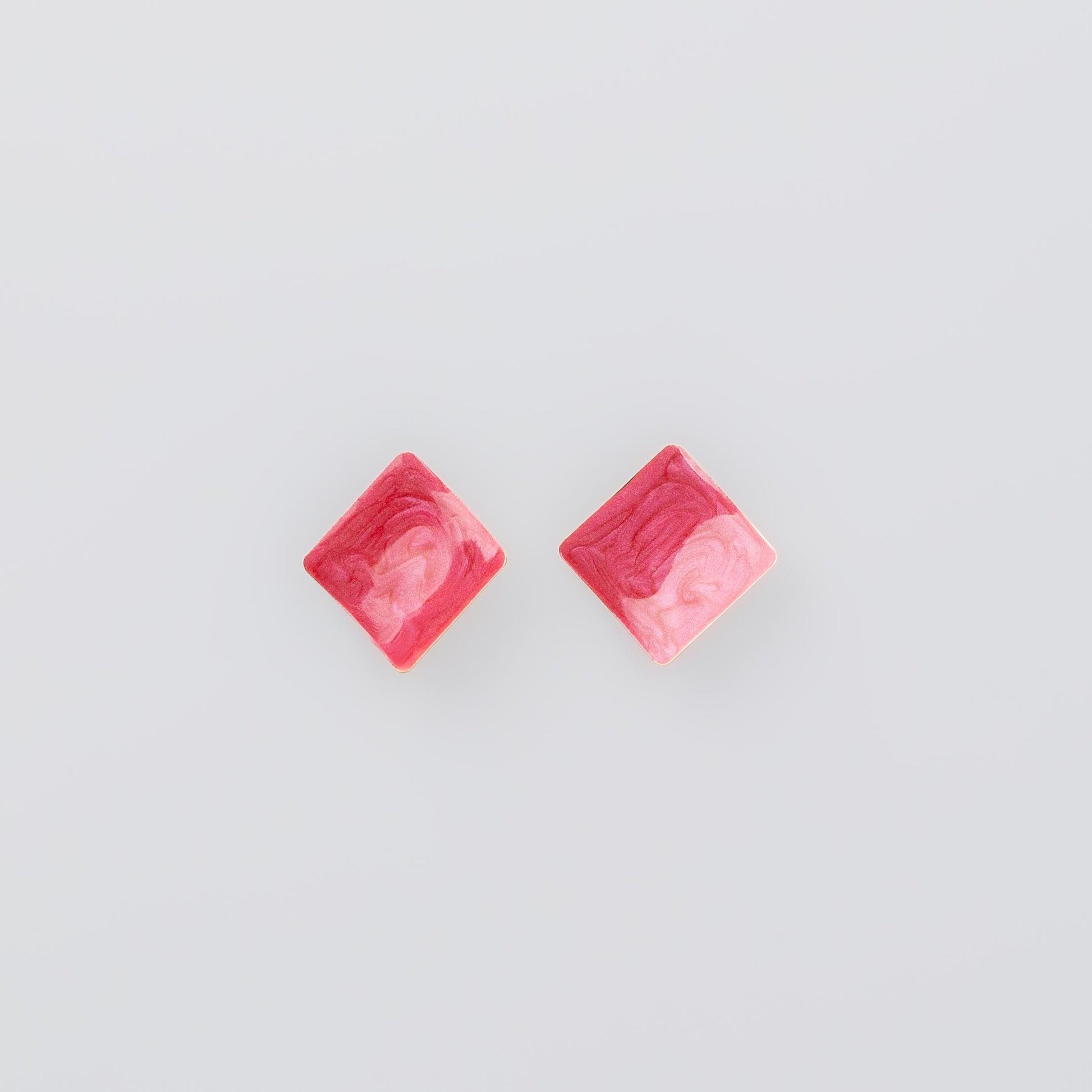 Cercei glossy romb și petale, set 2 - Magenta