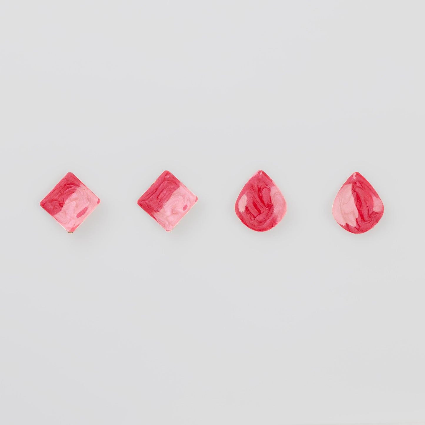 Cercei glossy romb și petale, set 2 - Magenta