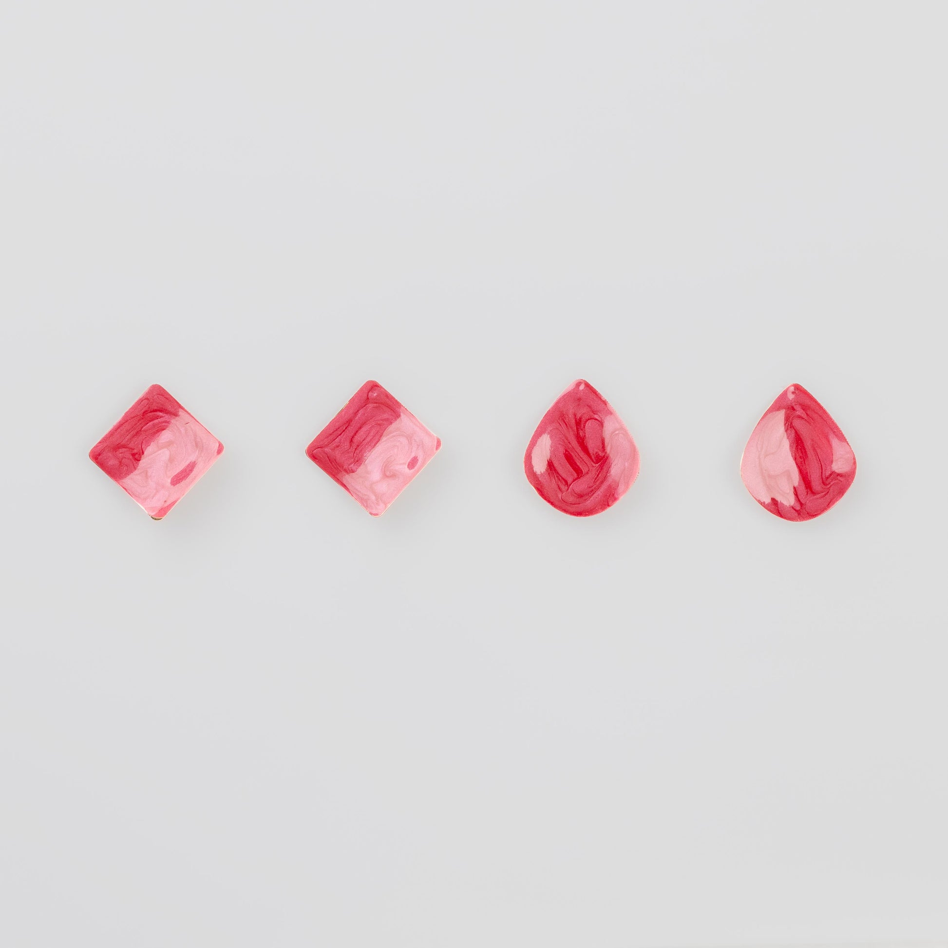Cercei glossy romb și petale, set 2 - Magenta