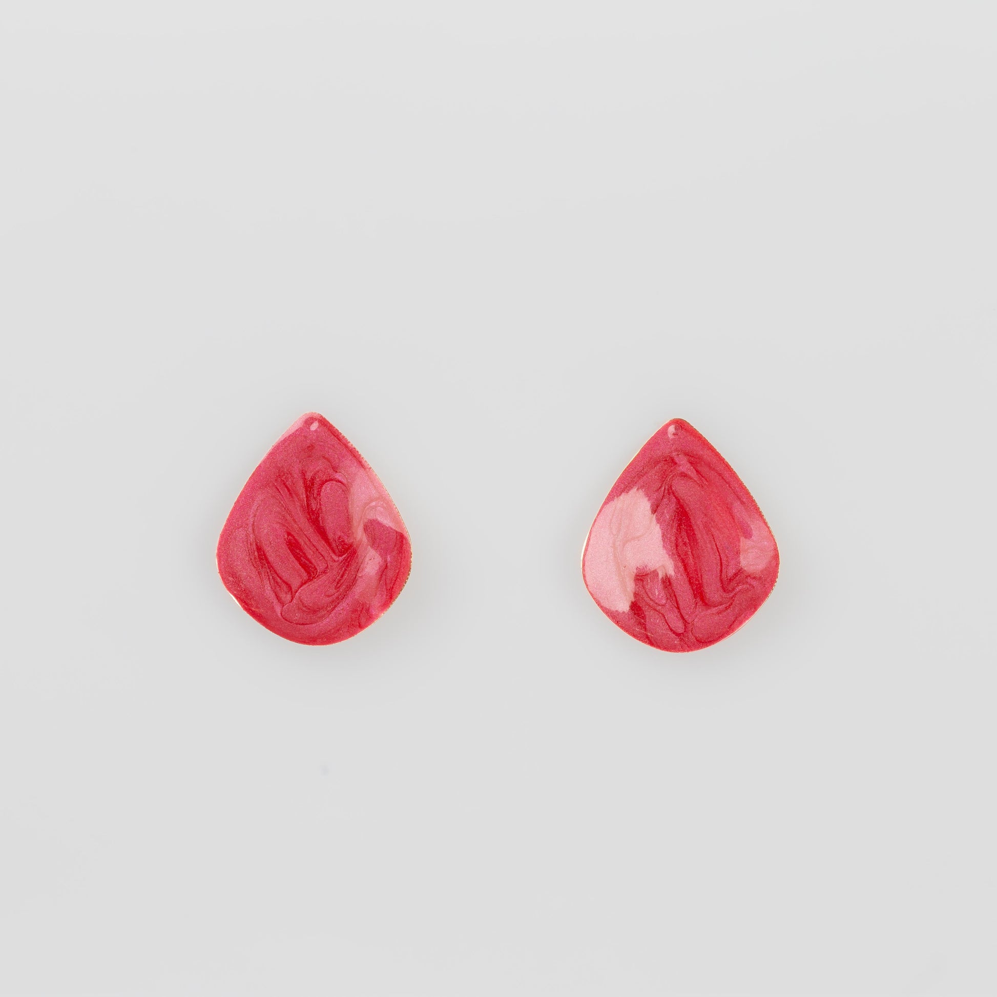 Cercei glossy romb și petale, set 2 - Magenta