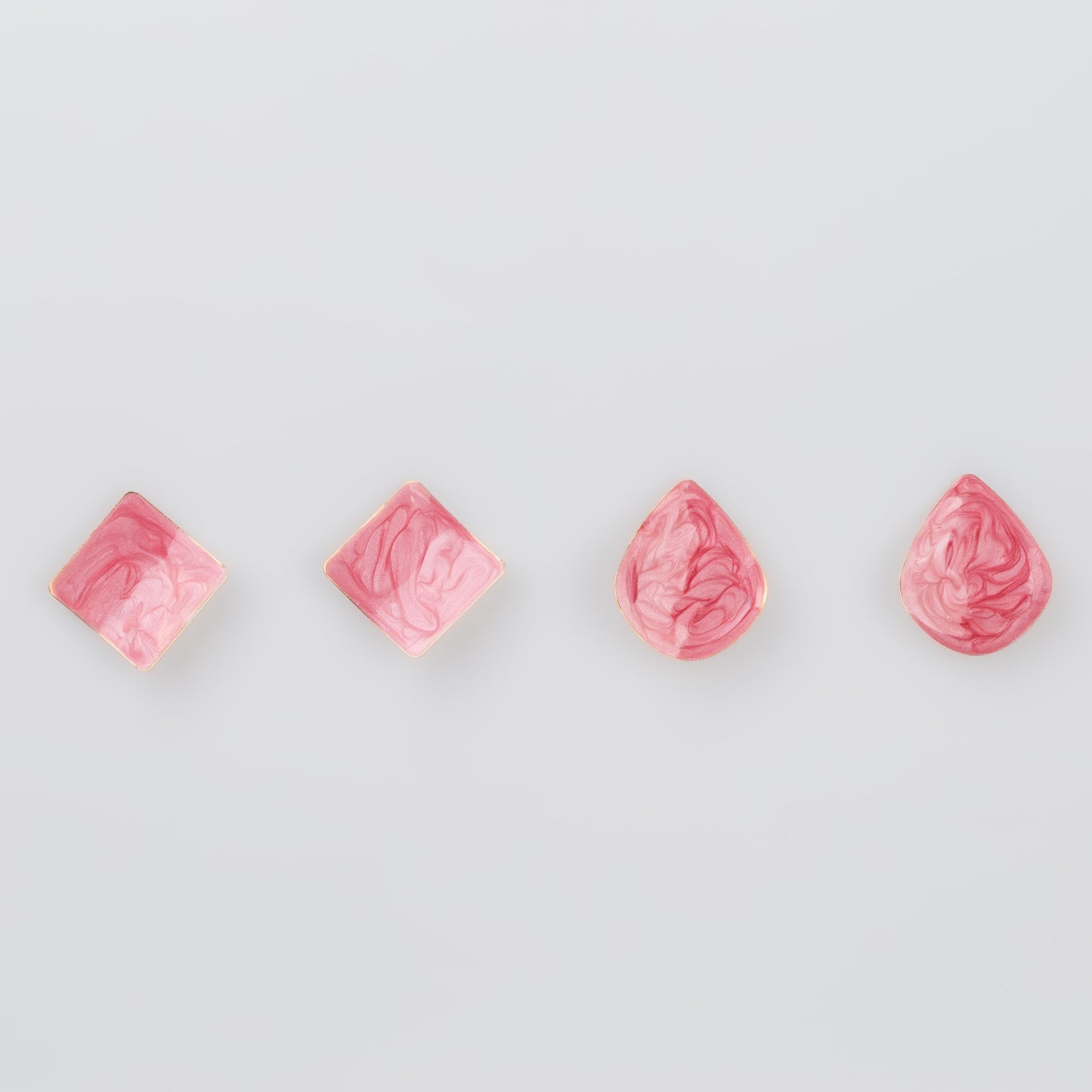 Cercei glossy romb și petale, set 2 - Rosso