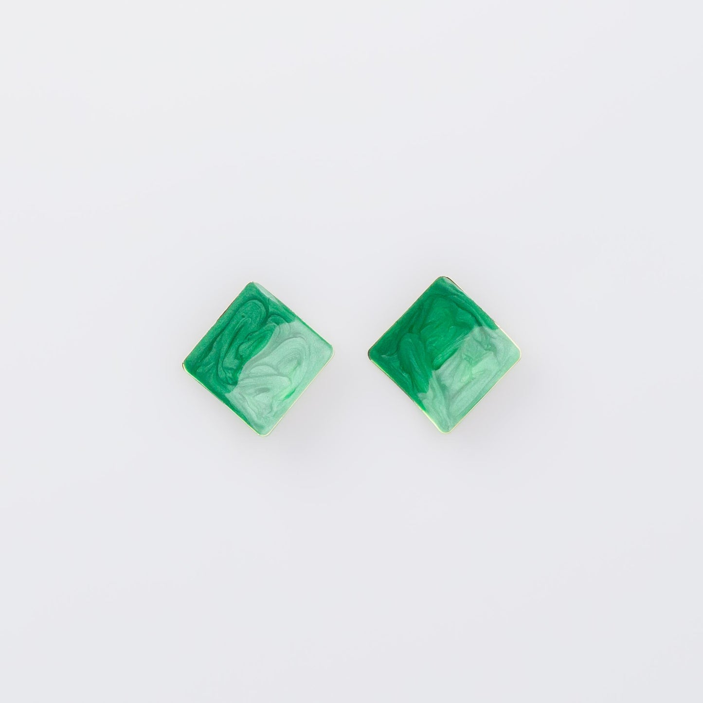 Cercei glossy romb și petale, set 2 - Verde