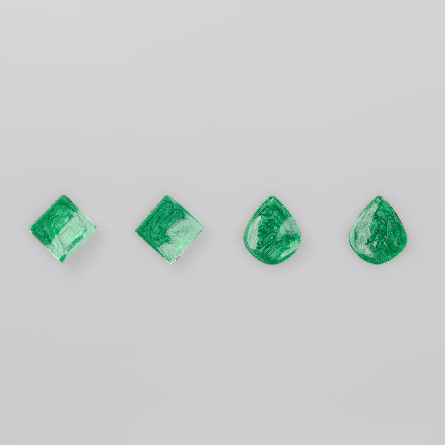 Cercei glossy romb și petale, set 2 - Verde