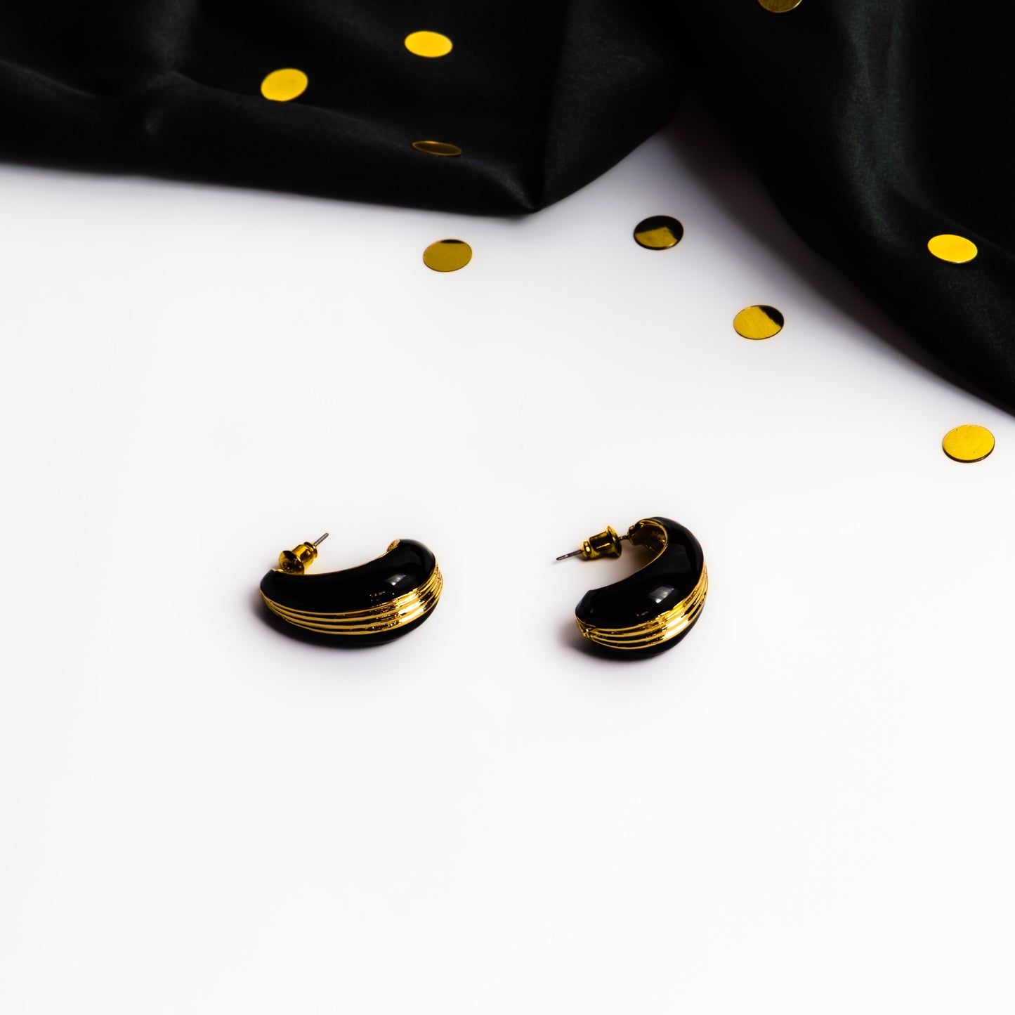 Cercei golden drop  - Negru