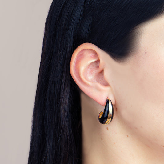 Cercei golden drop  - Negru