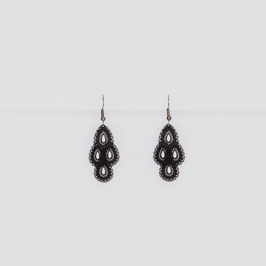 Cercei Hanging Rhombs cu textură de silicon - Negru
