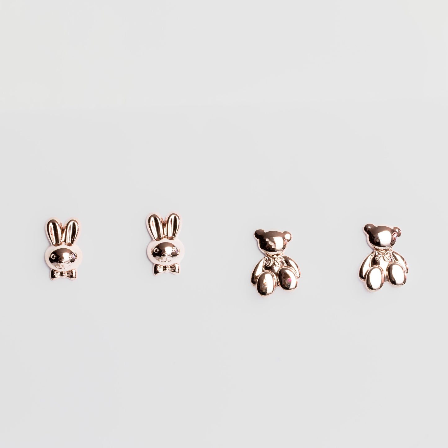 Cercei în formă ursuleț și iepuraș, set 2 - Rose Gold