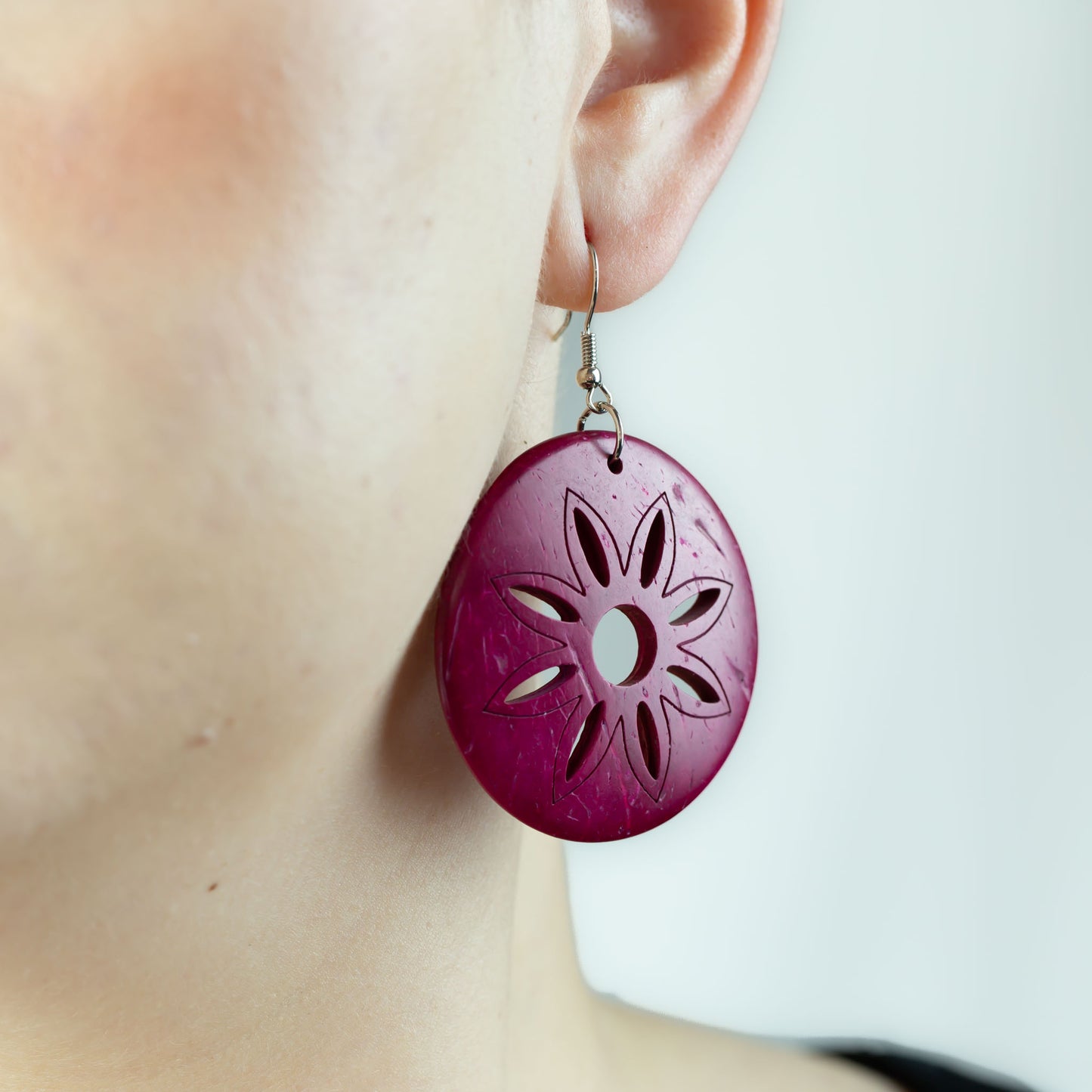 Cercei krafty 2005 cu motiv floare - Magenta