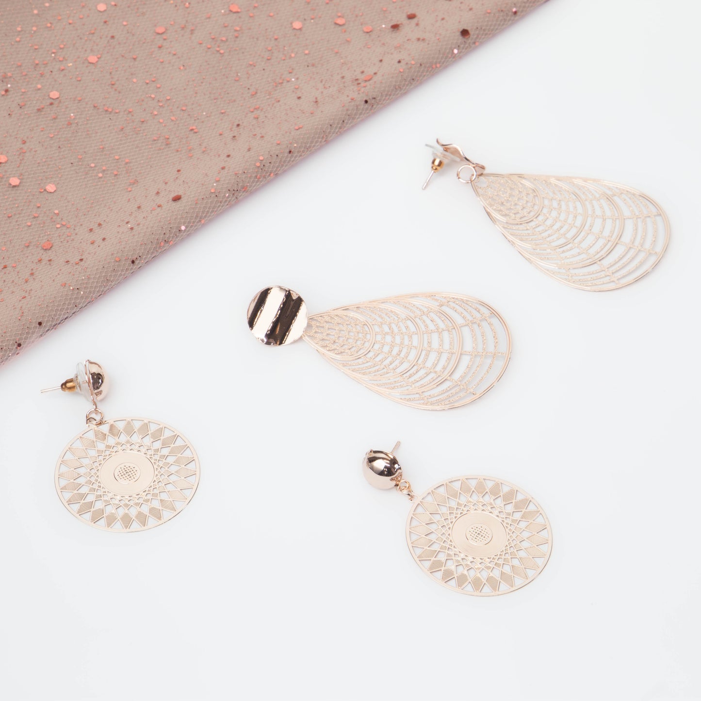 Cercei kronos ușori, set 2 - Rose Gold