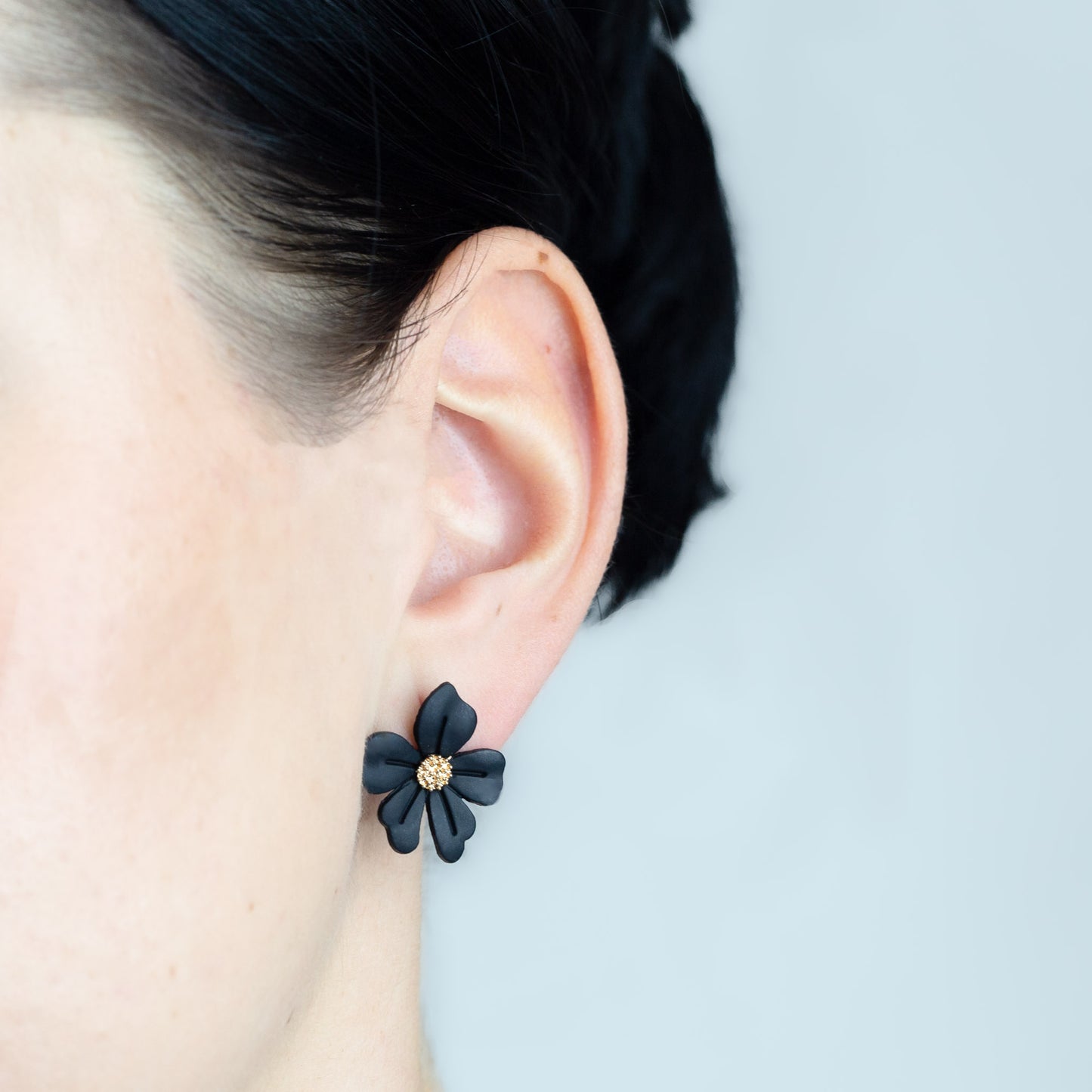 Cercei lovely flower cu textură de silicon - Negru