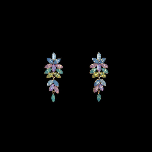 Cercei lungi eleganți cu pietre stilate, Petale de Lumină - Multicolor