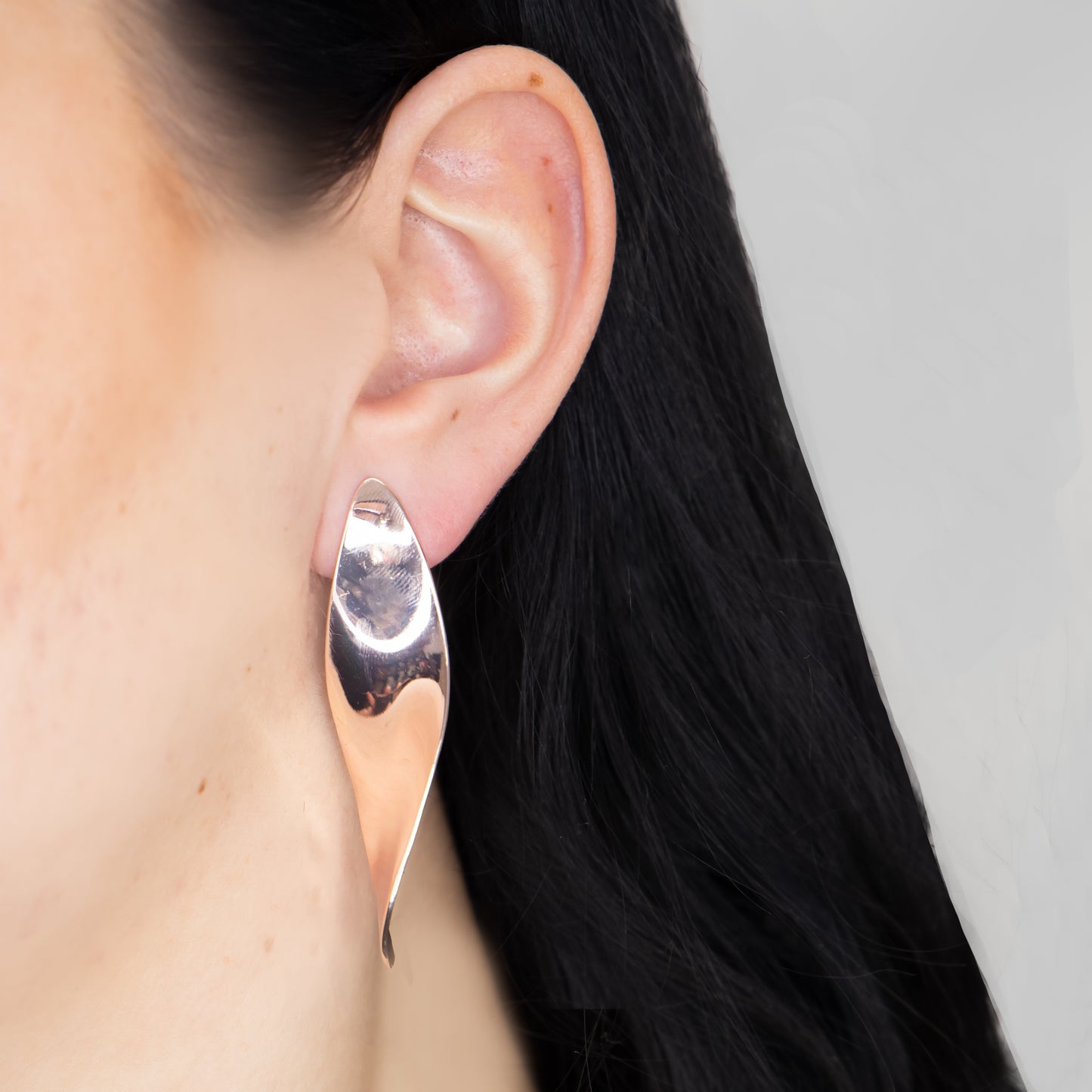Cercei lungi metalici Spiral Fantasy - Rose Gold