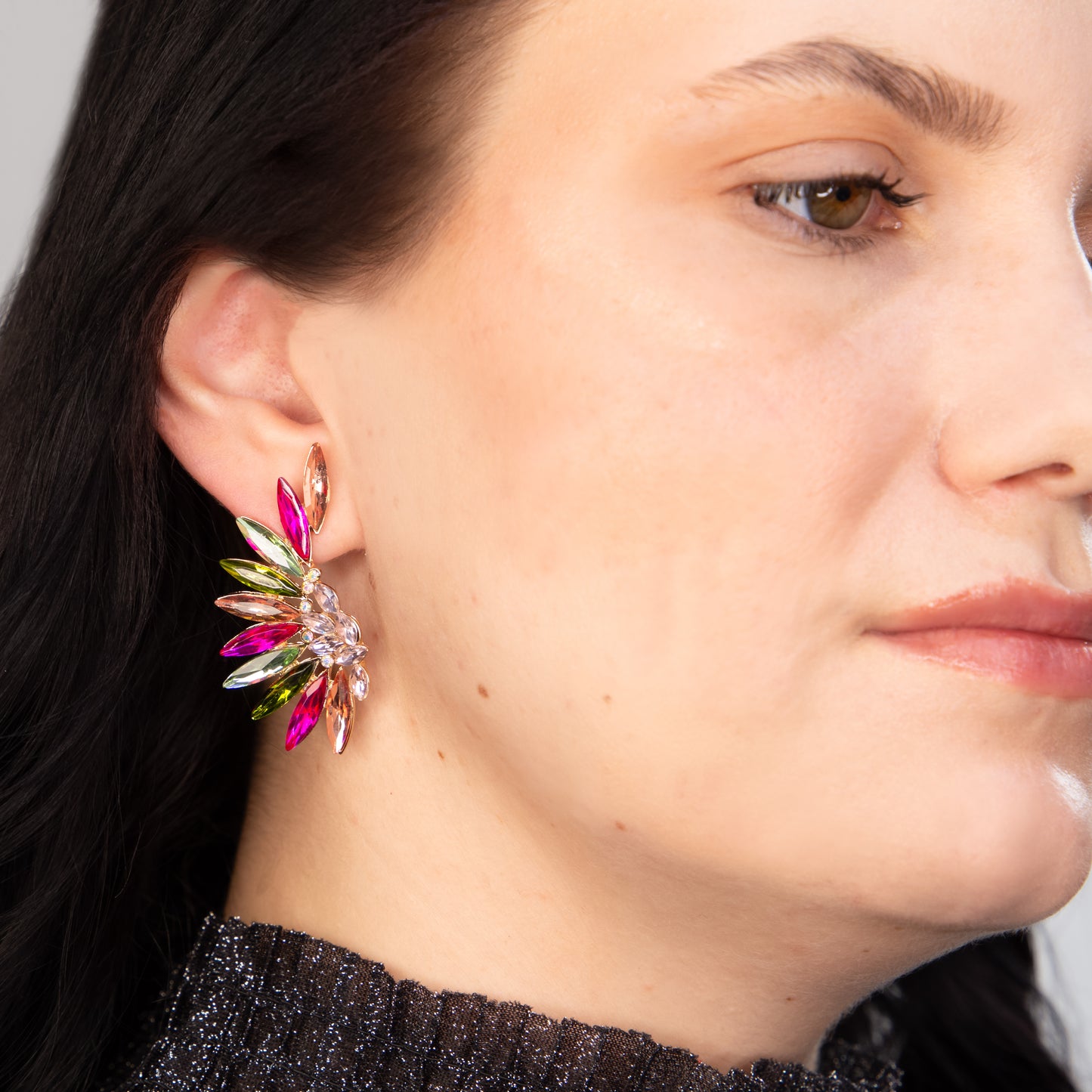 Cercei mari eleganți cu pietre de impact, Luminous Harmony - Multicolor