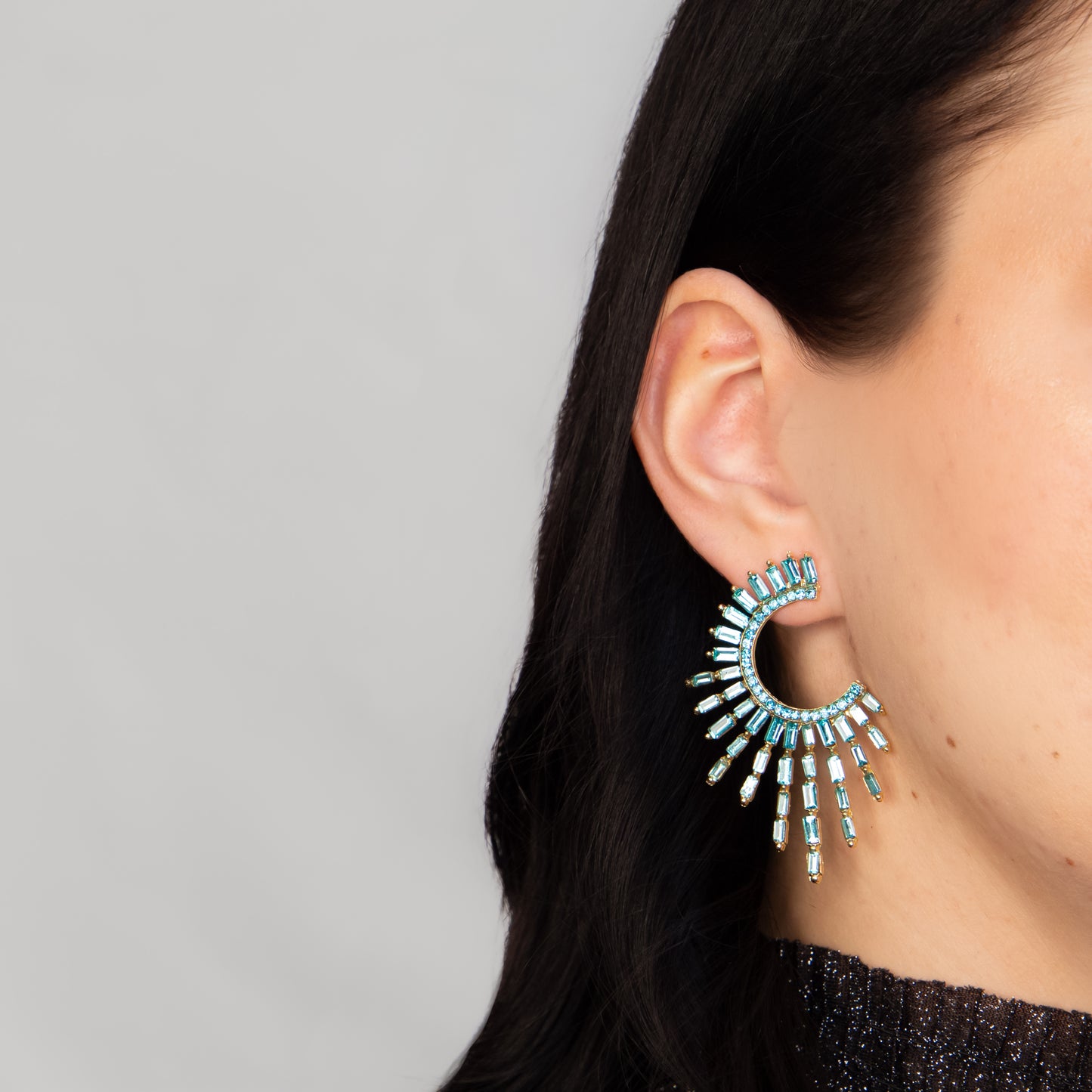 Cercei mari eleganți cu pietre rafinate, Solaris - Albastru