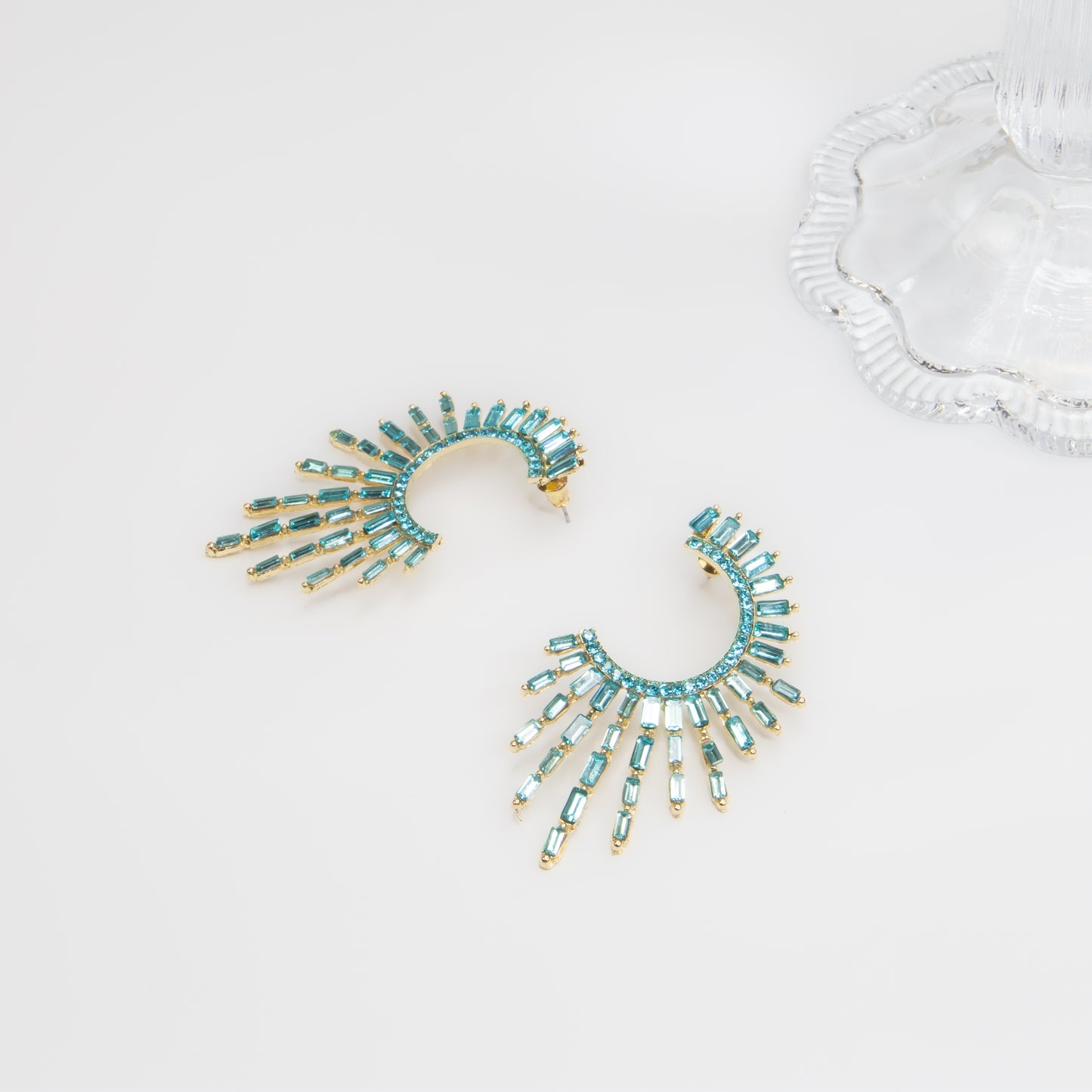 Cercei mari eleganți cu pietre rafinate, Solaris - Albastru