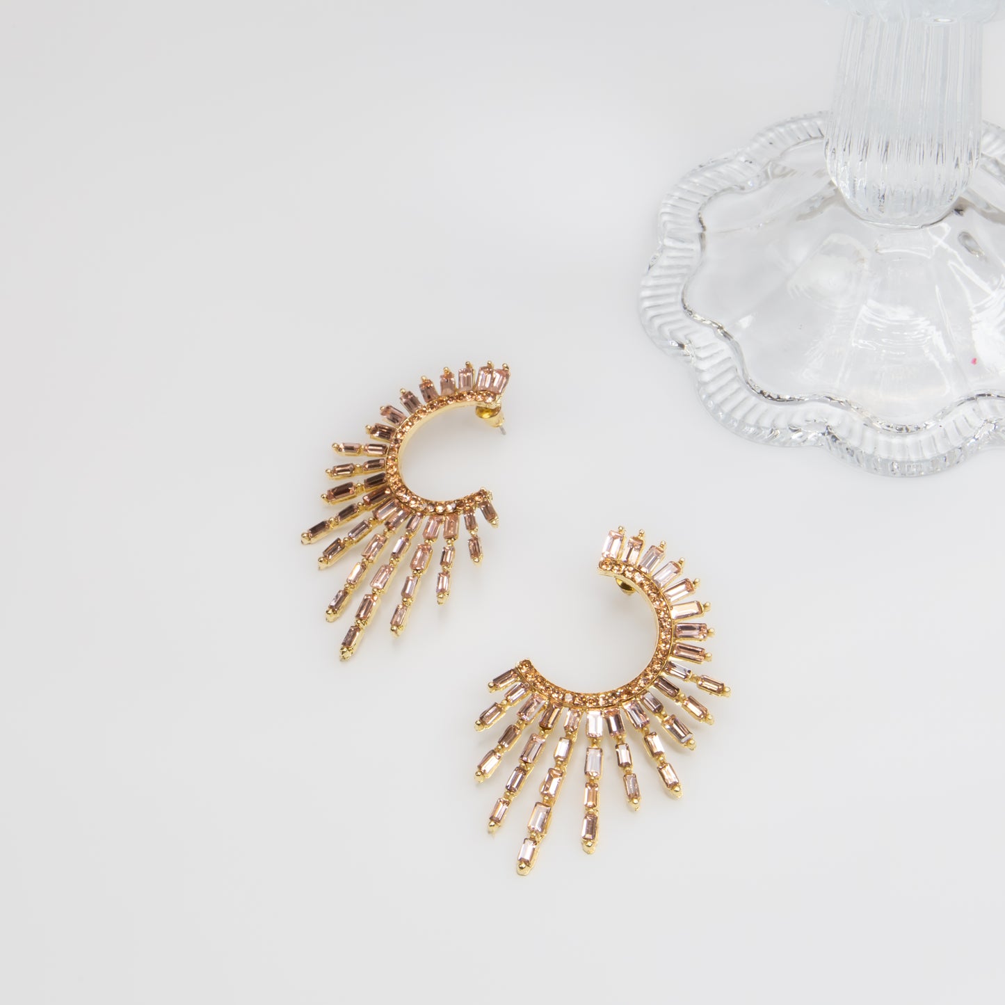 Cercei mari eleganți cu pietre rafinate, Solaris - Auriu Rose