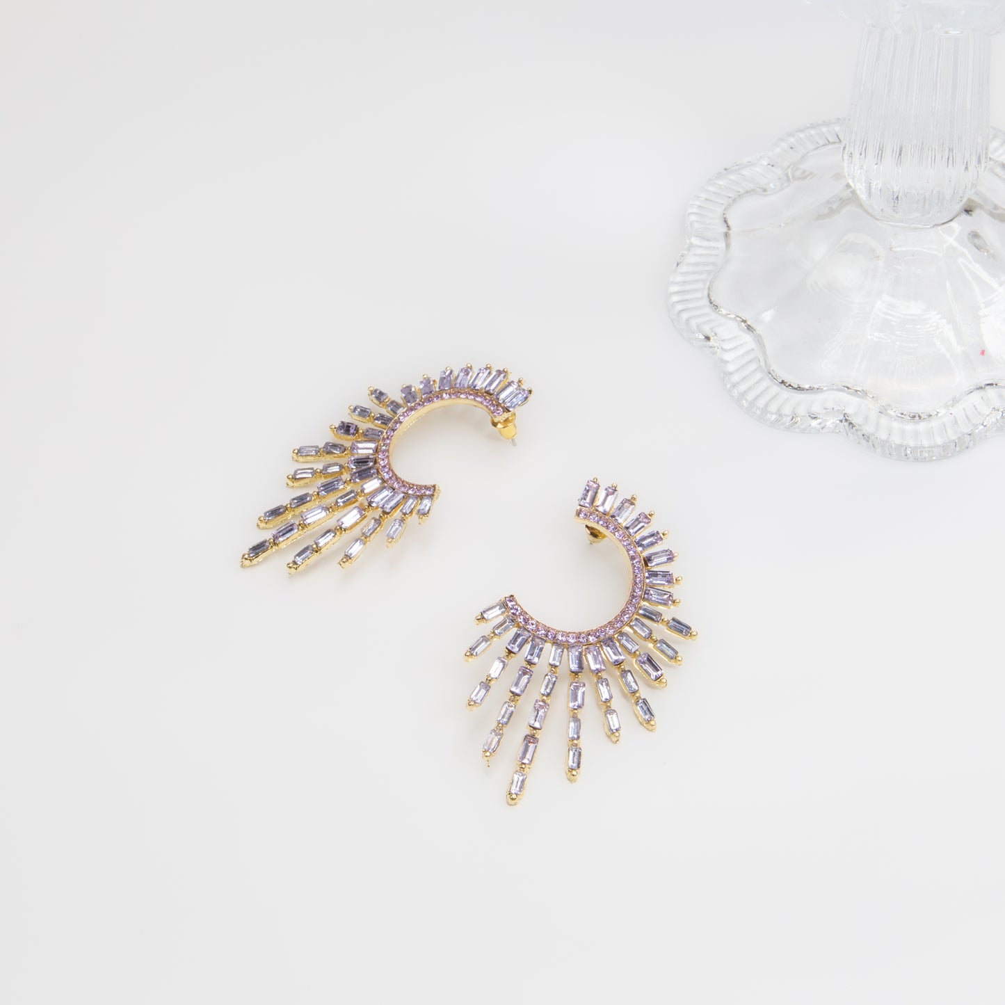 Cercei mari eleganți cu pietre rafinate, Solaris - Mov