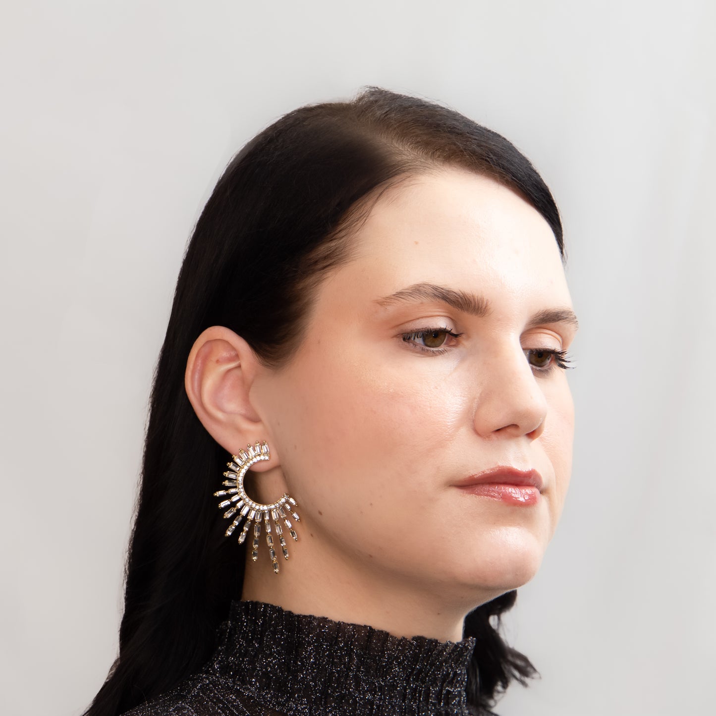 Cercei mari eleganți cu pietre rafinate, Solaris - Strălucitor