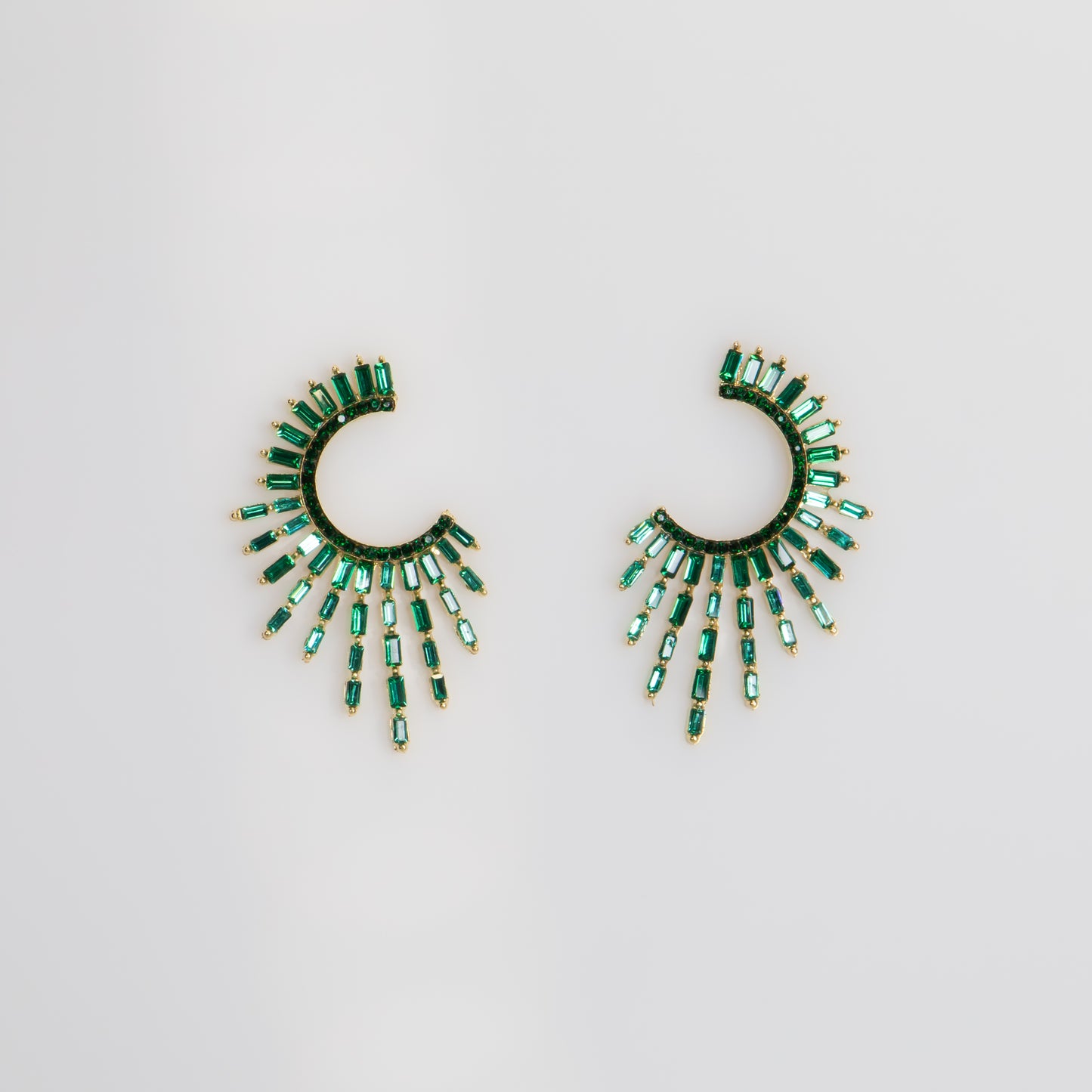 Cercei mari eleganți cu pietre rafinate, Solaris - Verde