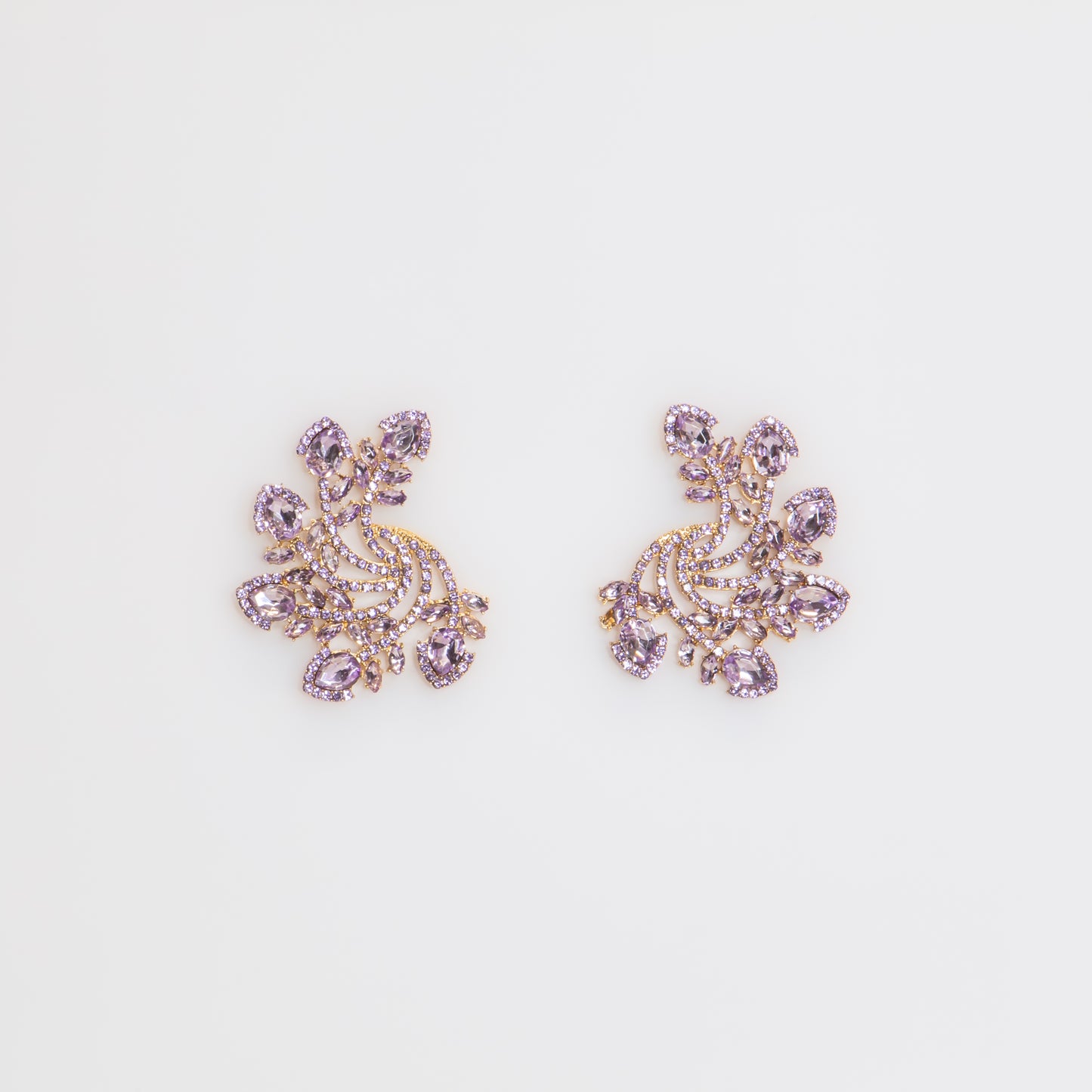 Cercei mari eleganți cu pietre rafinate, Spriala Universului - Mov