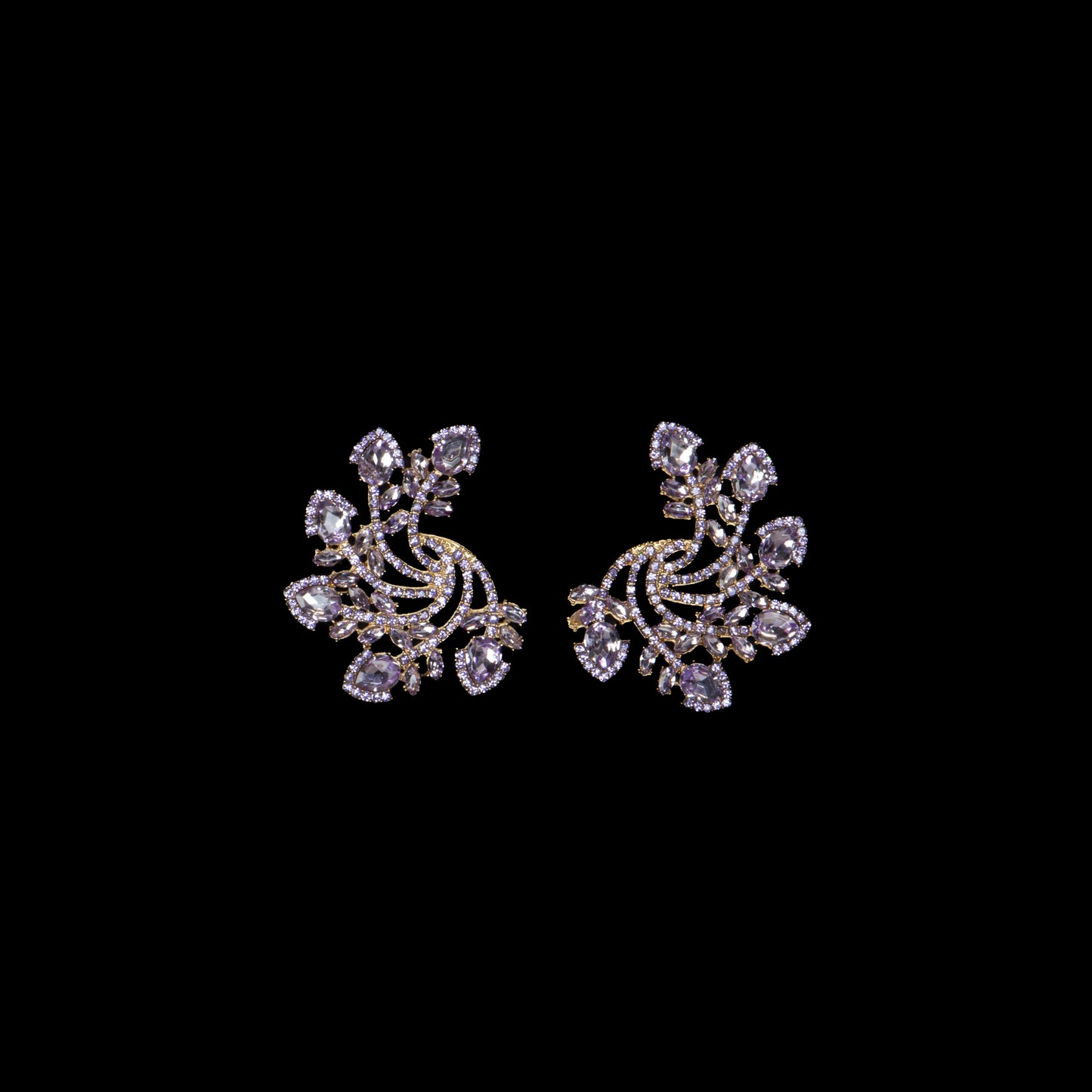Cercei mari eleganți cu pietre rafinate, Spriala Universului - Mov