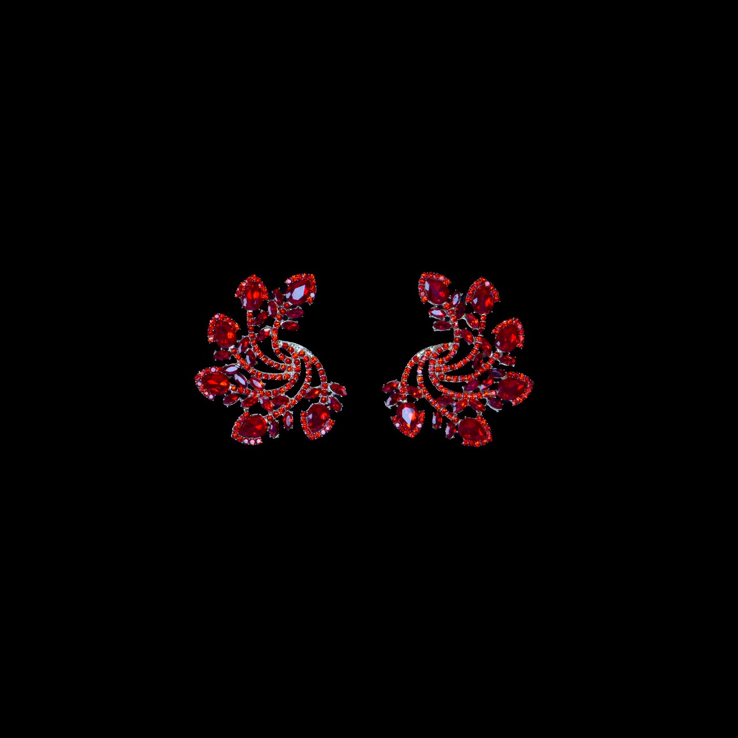 Cercei mari eleganți cu pietre rafinate, Spriala Universului - Roșu
