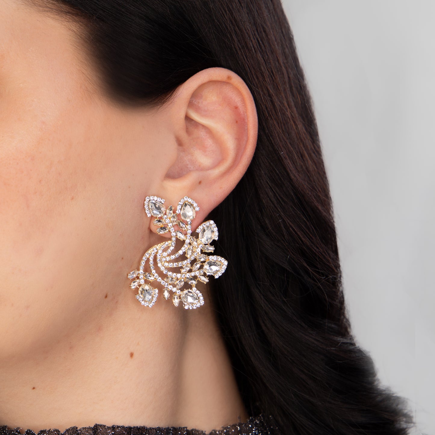 Cercei mari eleganți cu pietre rafinate, Spriala Universului - Strălucitor