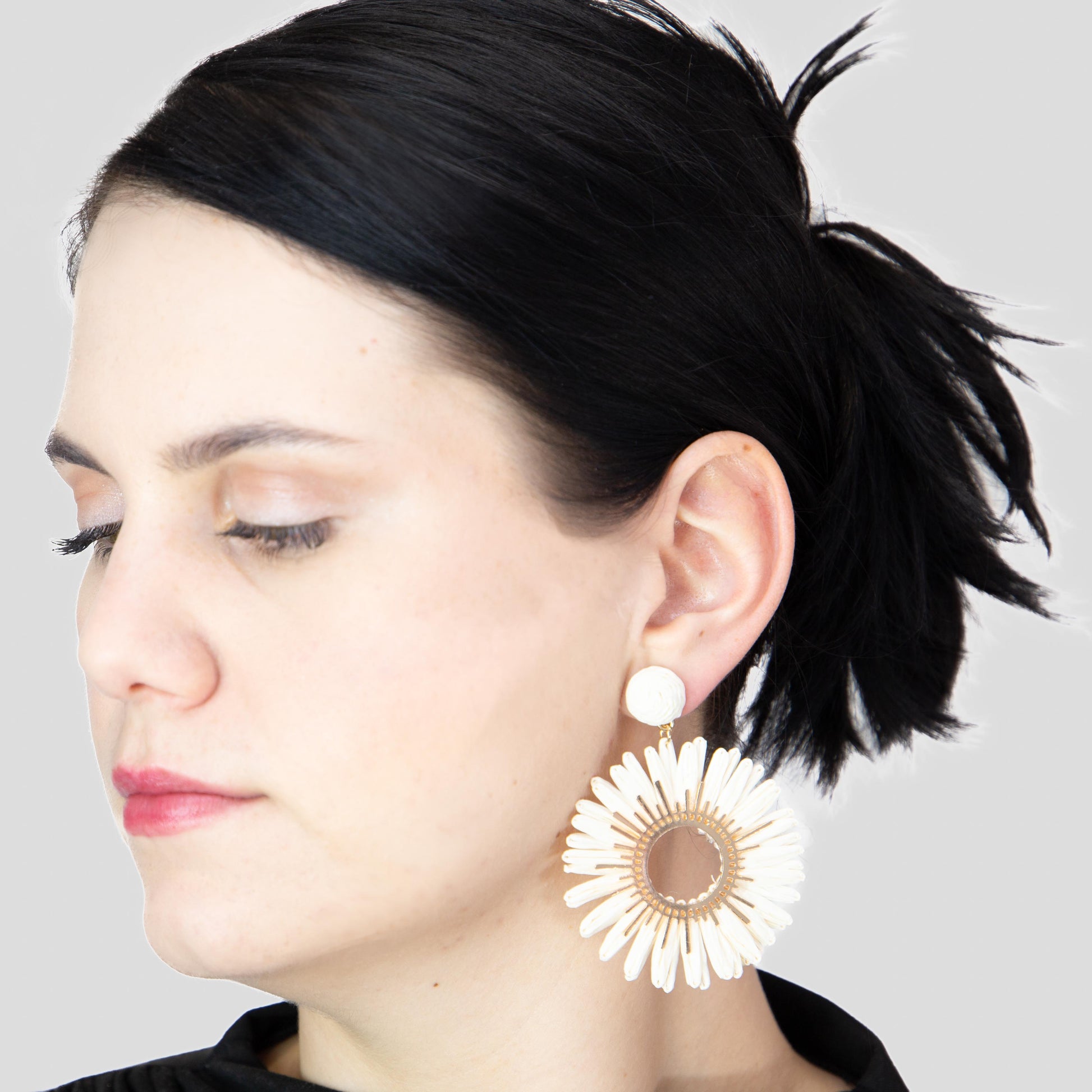 Cercei mari floare imperială - Crem