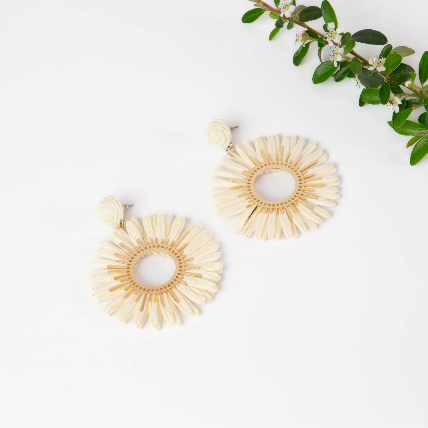 Cercei mari floare imperială - Crem