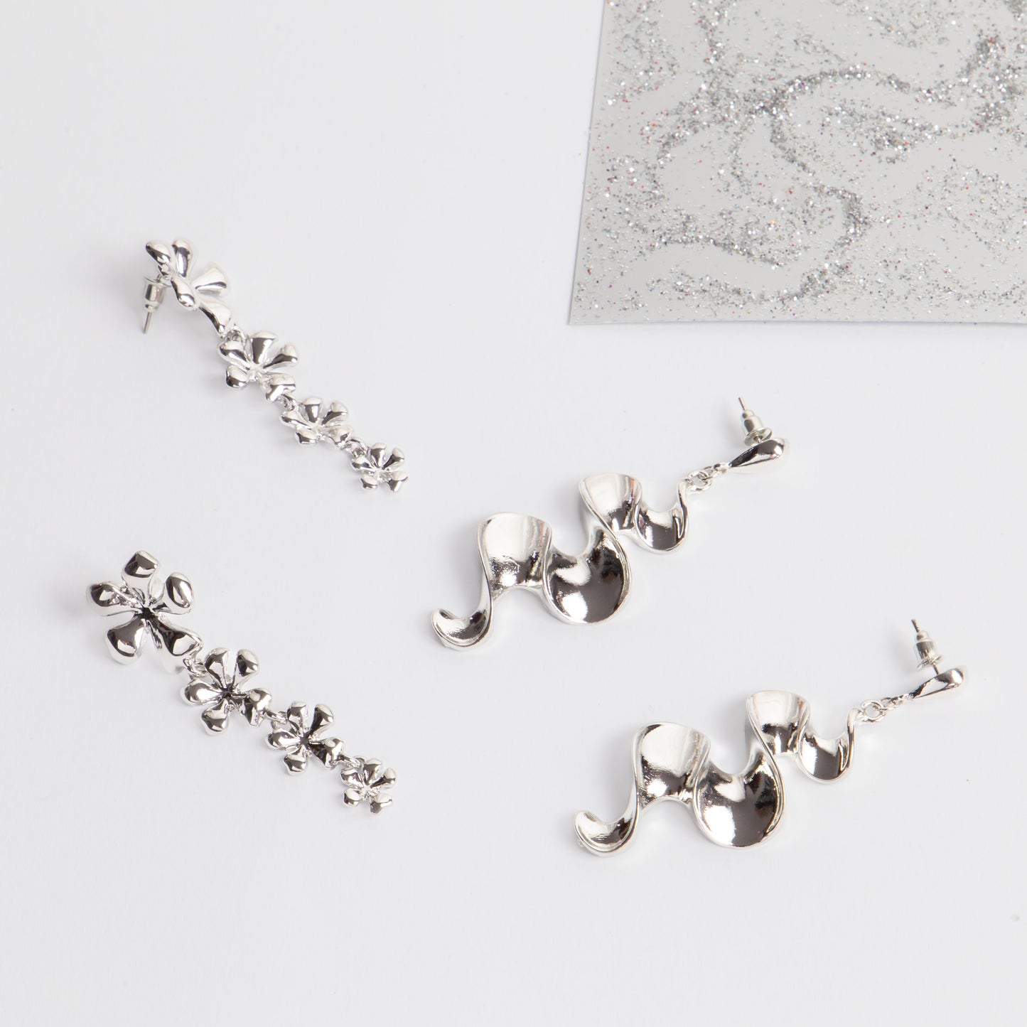 Cercei metalici Eden, set 2 - Argintiu