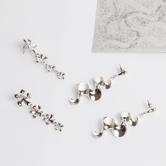 Cercei metalici Eden, set 2 - Argintiu