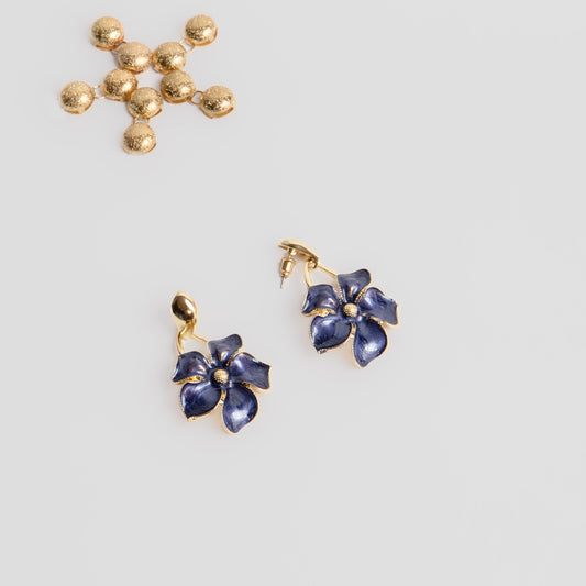 Cercei metalici flori elegante - Albastru