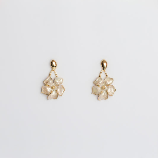 Cercei metalici flori elegante - Bej
