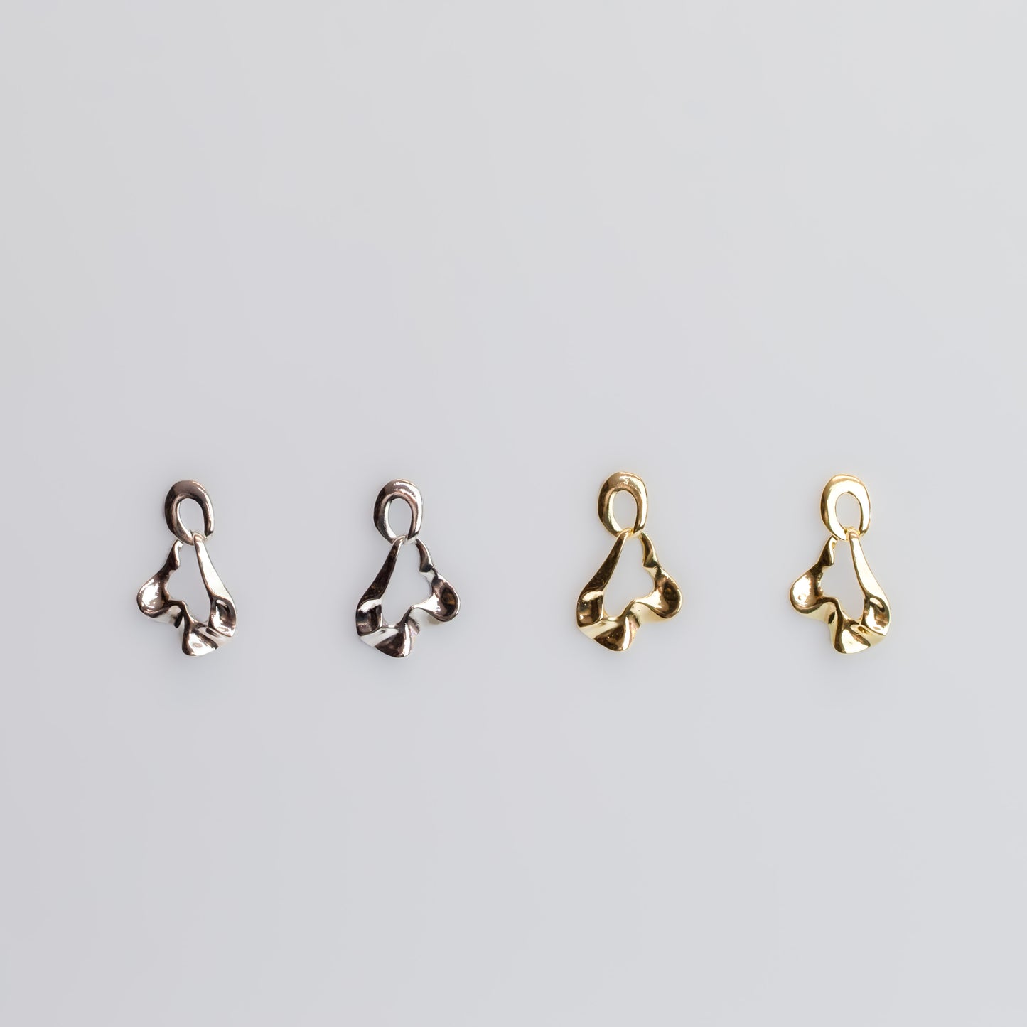 Cercei metalici flowing wave, set 2 - Auriu, Argintiu