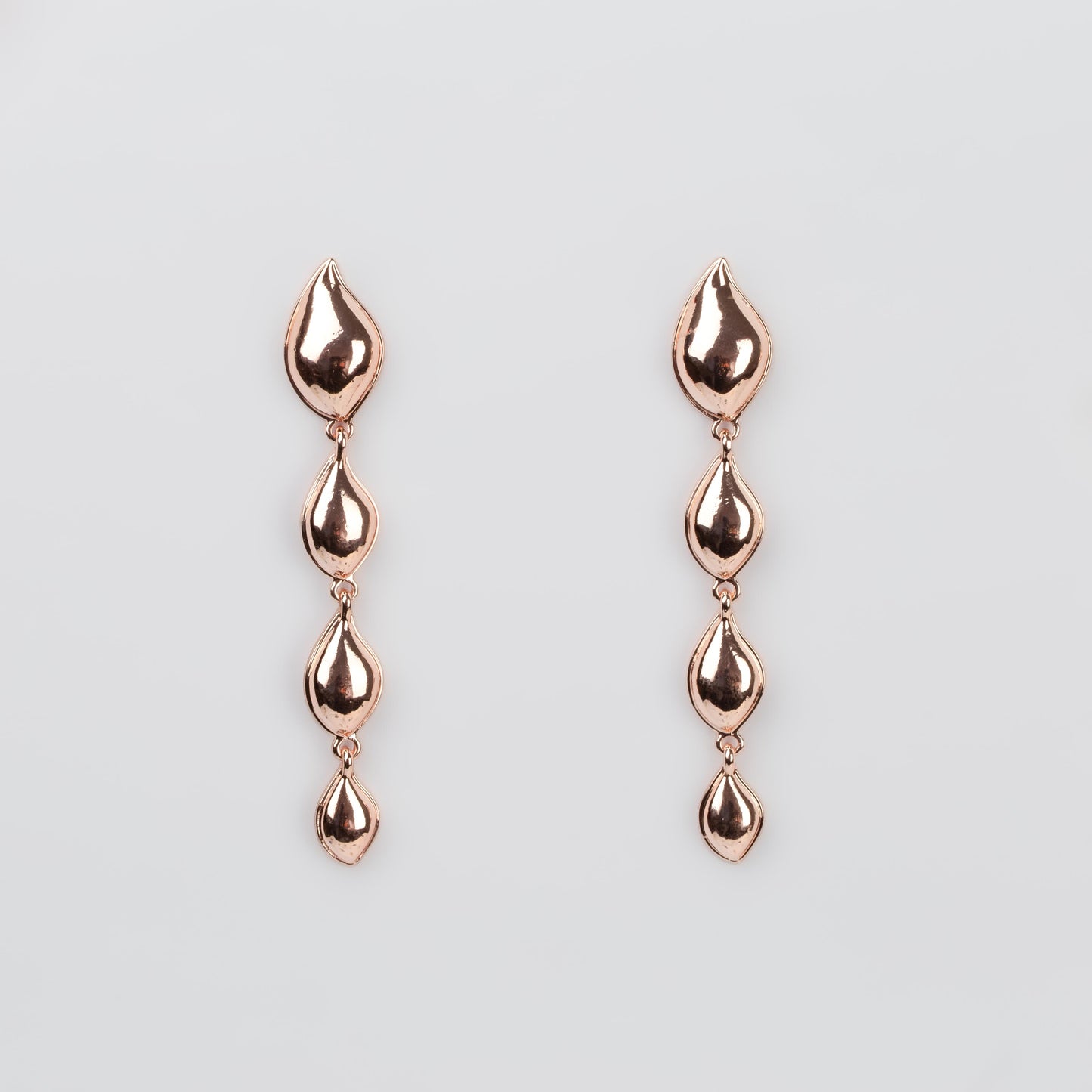 Cercei metalici fluid chic, set 2 - Rose Gold