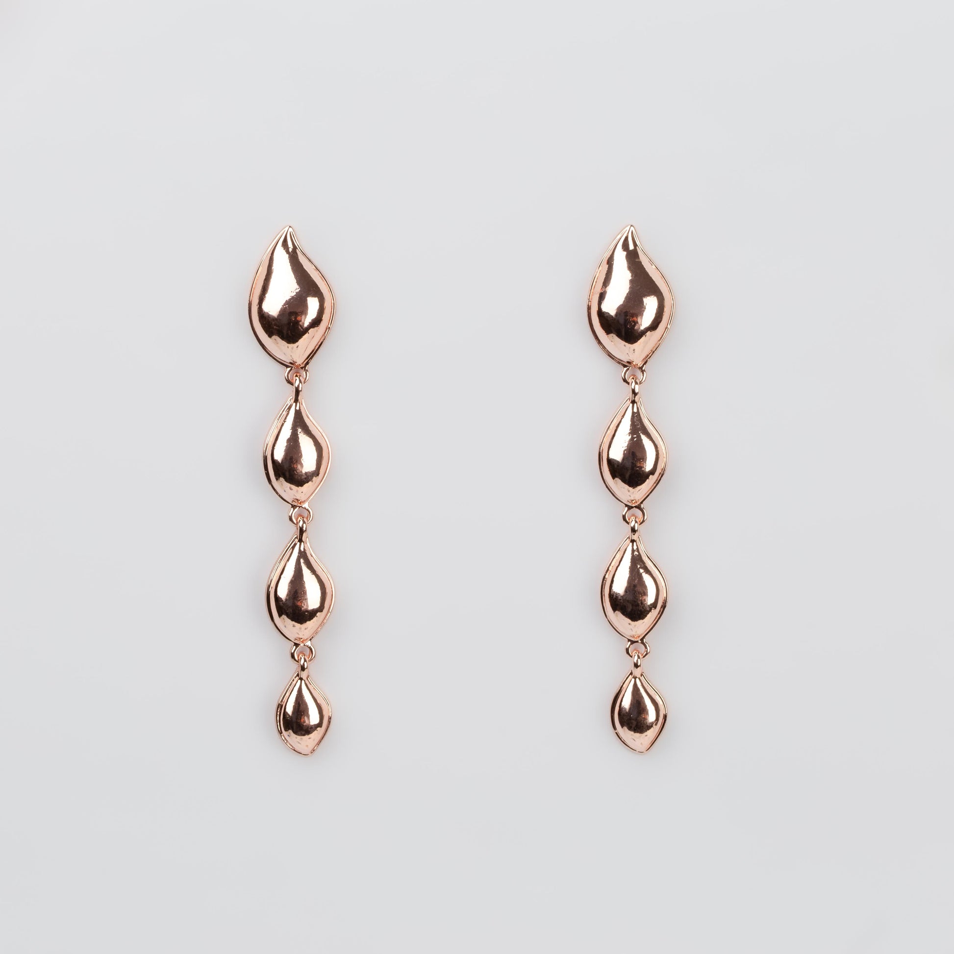 Cercei metalici fluid chic, set 2 - Rose Gold