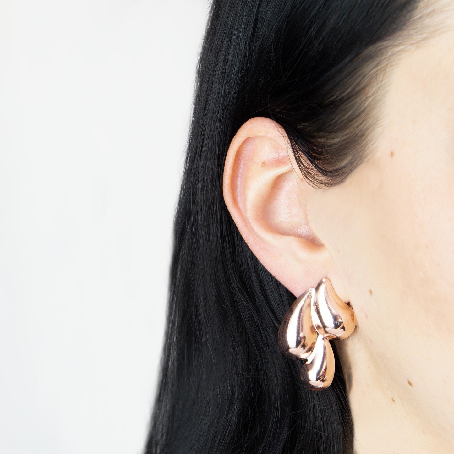Cercei metalici fluid chic, set 2 - Rose Gold
