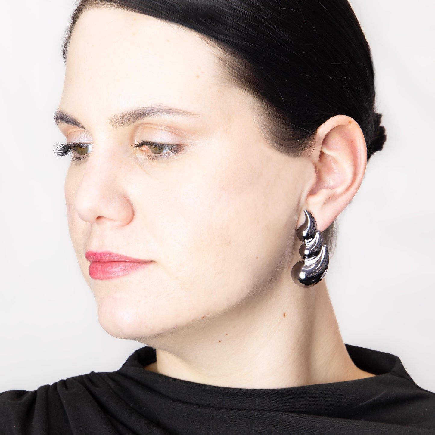 Cercei metalici galaxy chic, set 2 - Gri Antracit
