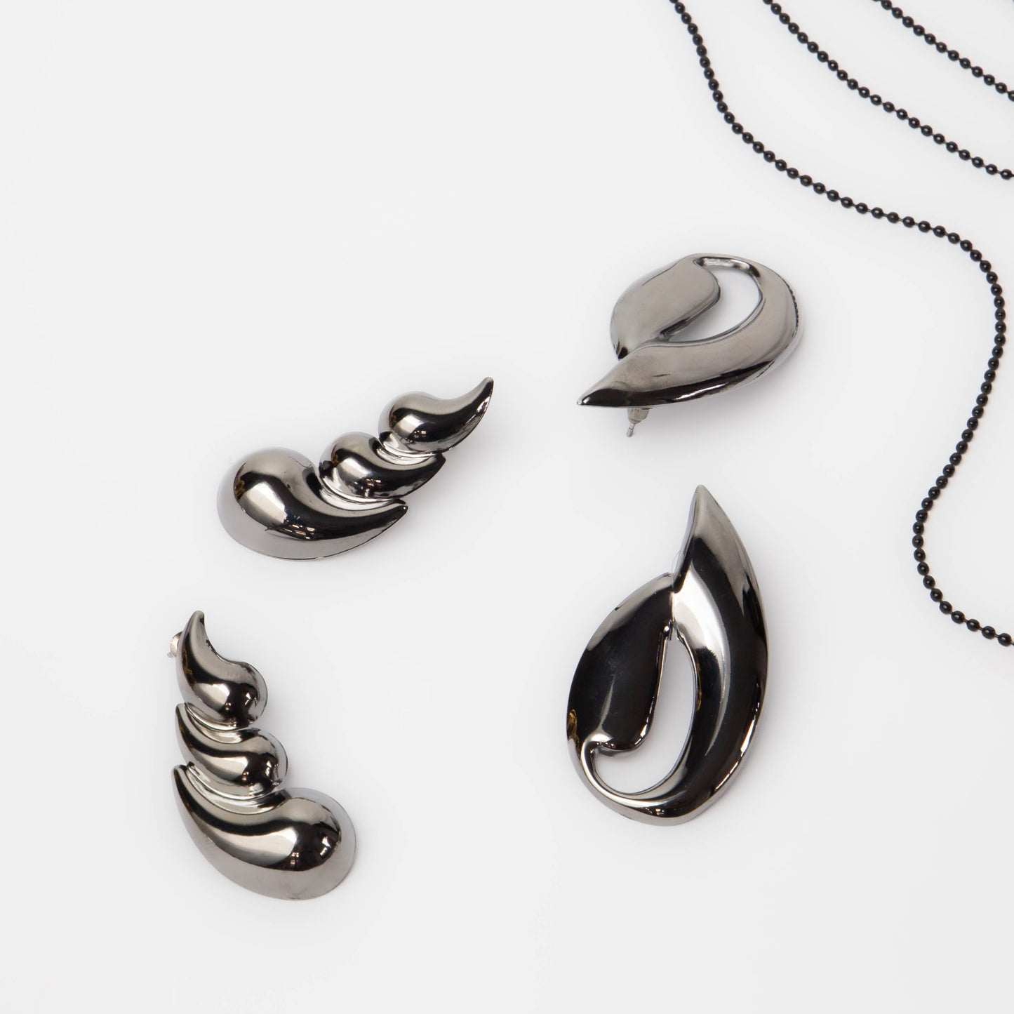 Cercei metalici galaxy chic, set 2 - Gri Antracit