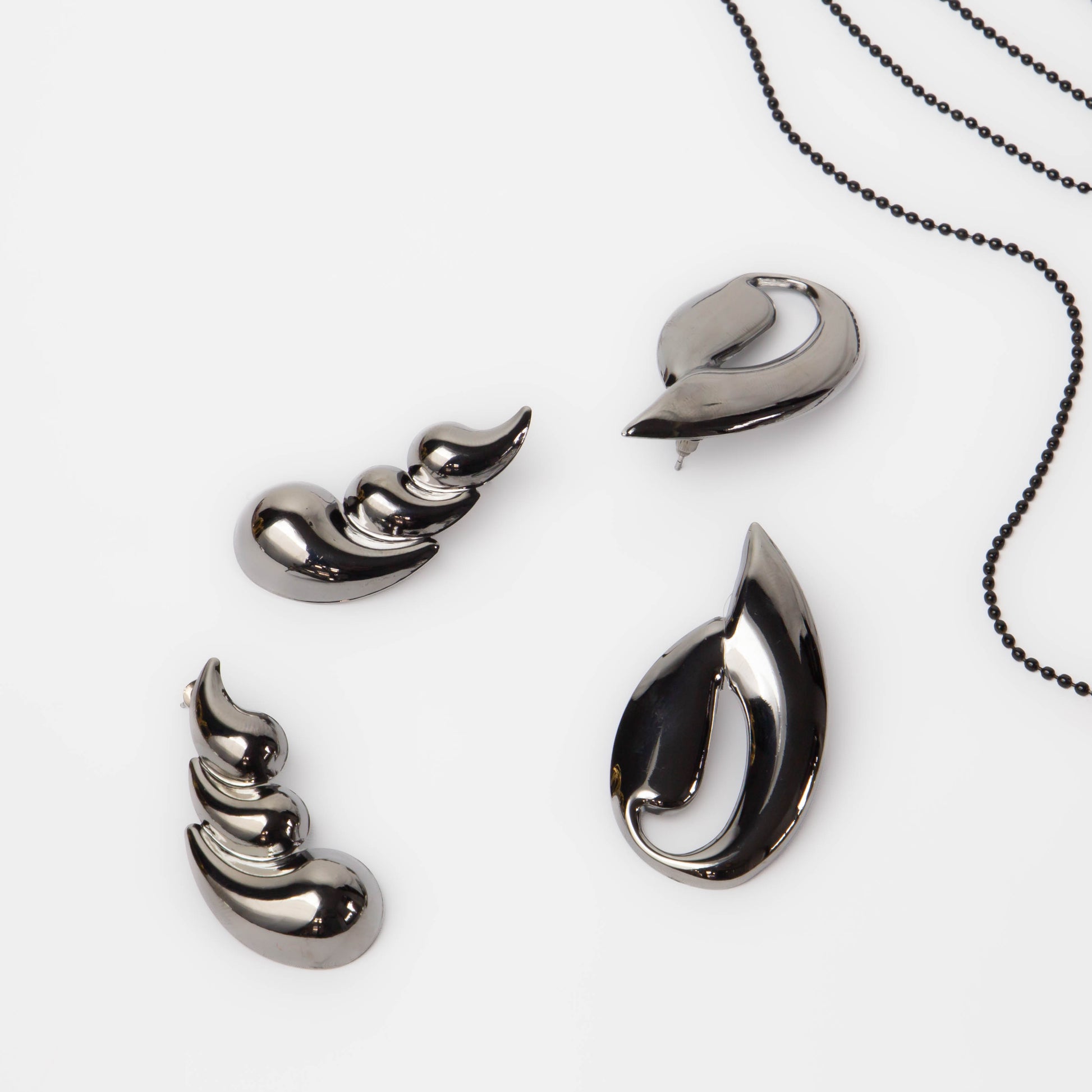 Cercei metalici galaxy chic, set 2 - Gri Antracit