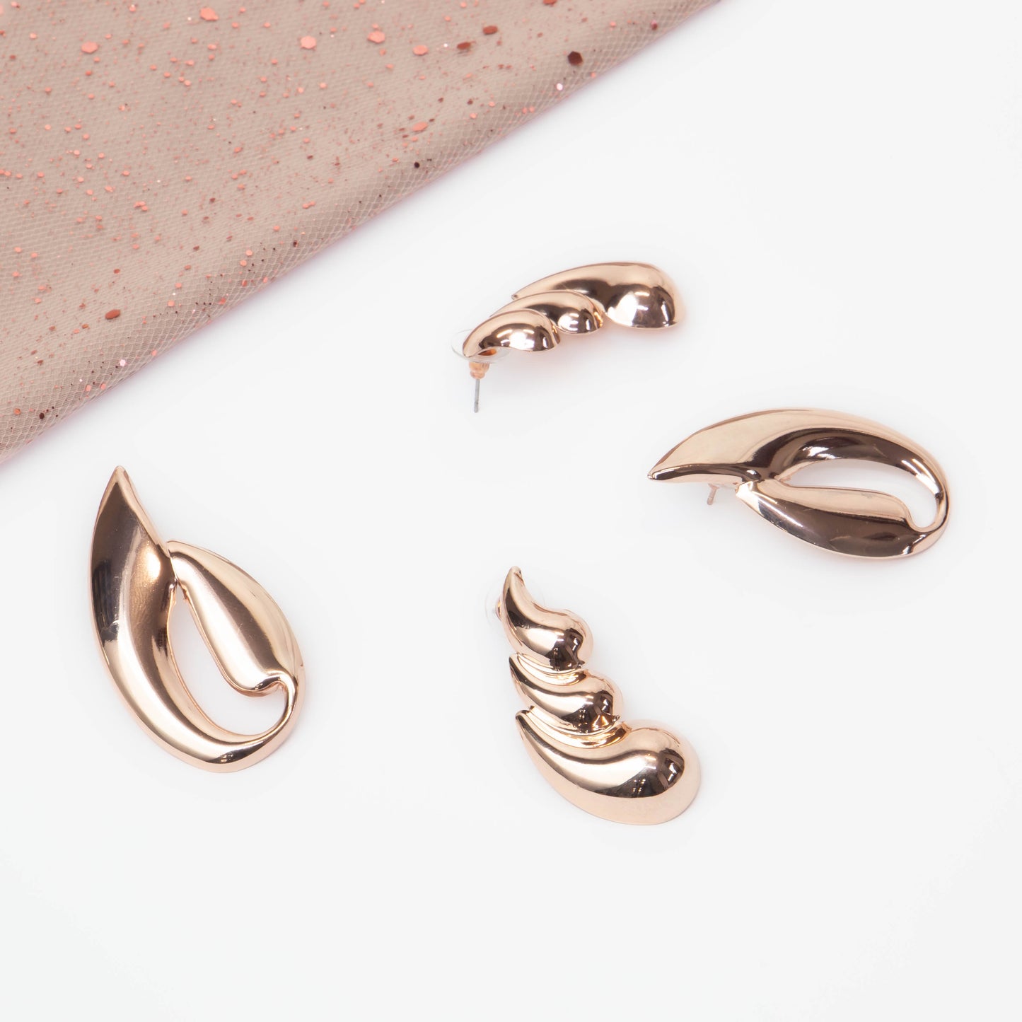 Cercei metalici galaxy chic, set 2 - Rose Gold