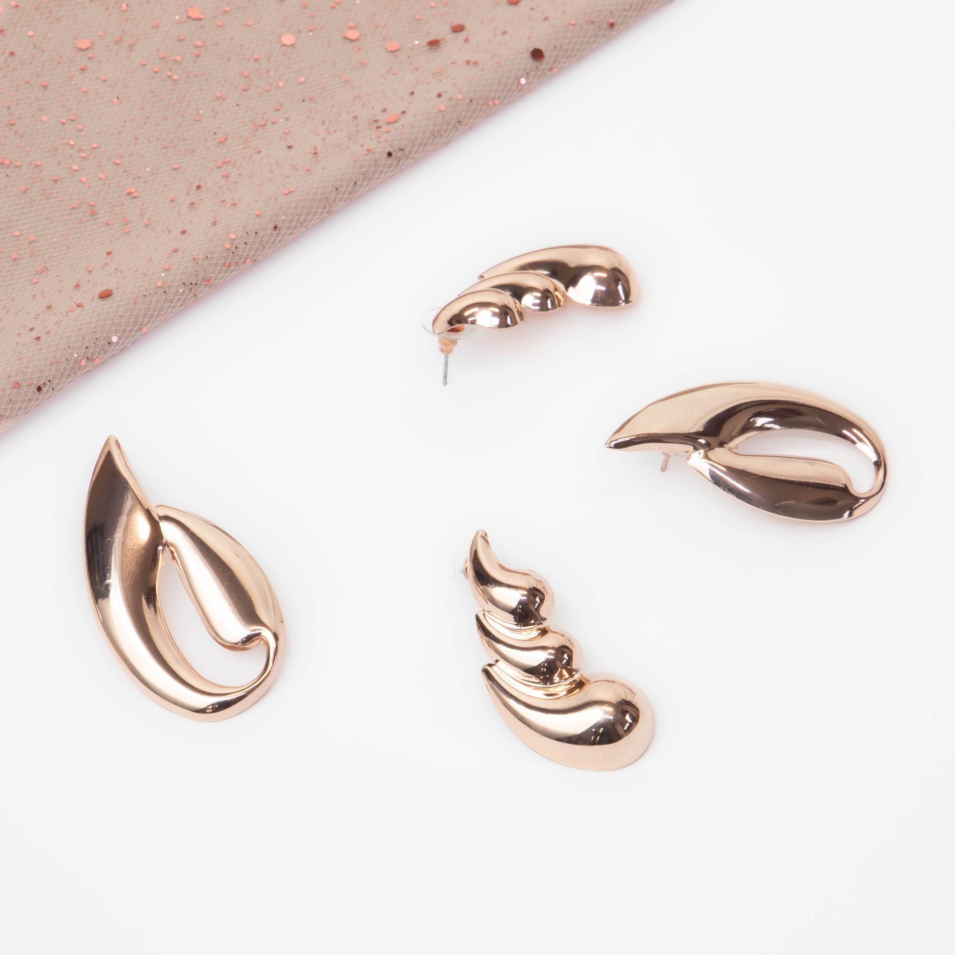 Cercei metalici galaxy chic, set 2 - Rose Gold